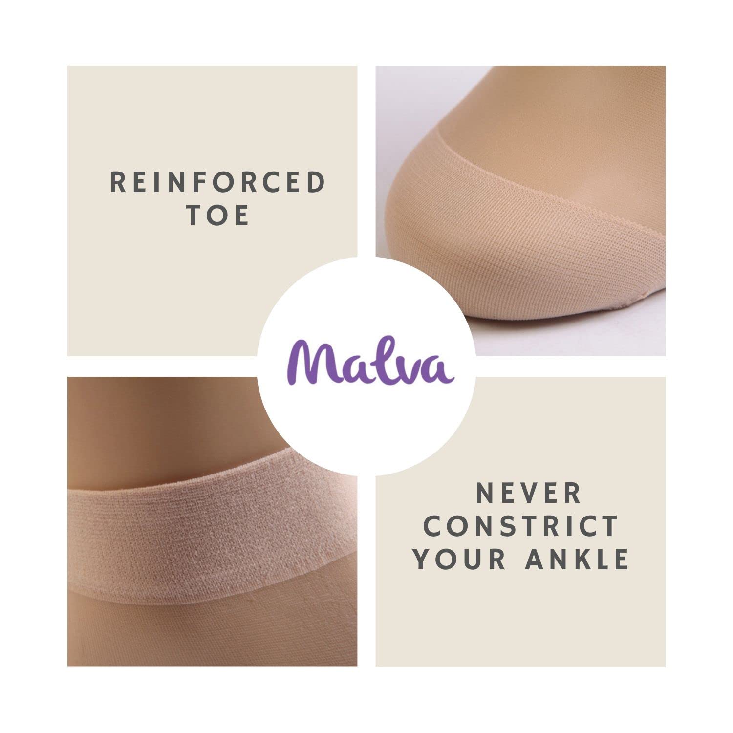 MALVA 5 Pairs Women's Sheer Knee-High Low Cut Nylon Socks - Fashionable Streetwear Sheer Hosiery for Casual Wear, Office & Daily Outfits
