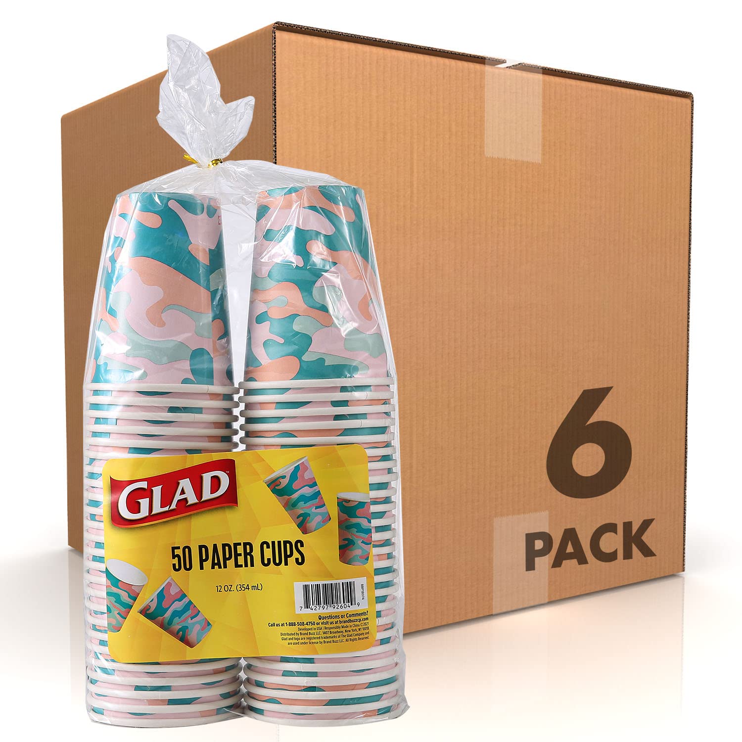 Camo Design Heavy Duty Disposable Paper Cups - 12oz (Pack of 6, 30 Count) | BPA-Free Drinking Cups for Hot & Cold Beverages, Coffee, Tea, Juice | Perfect for Parties, Picnics, Office & Home Use