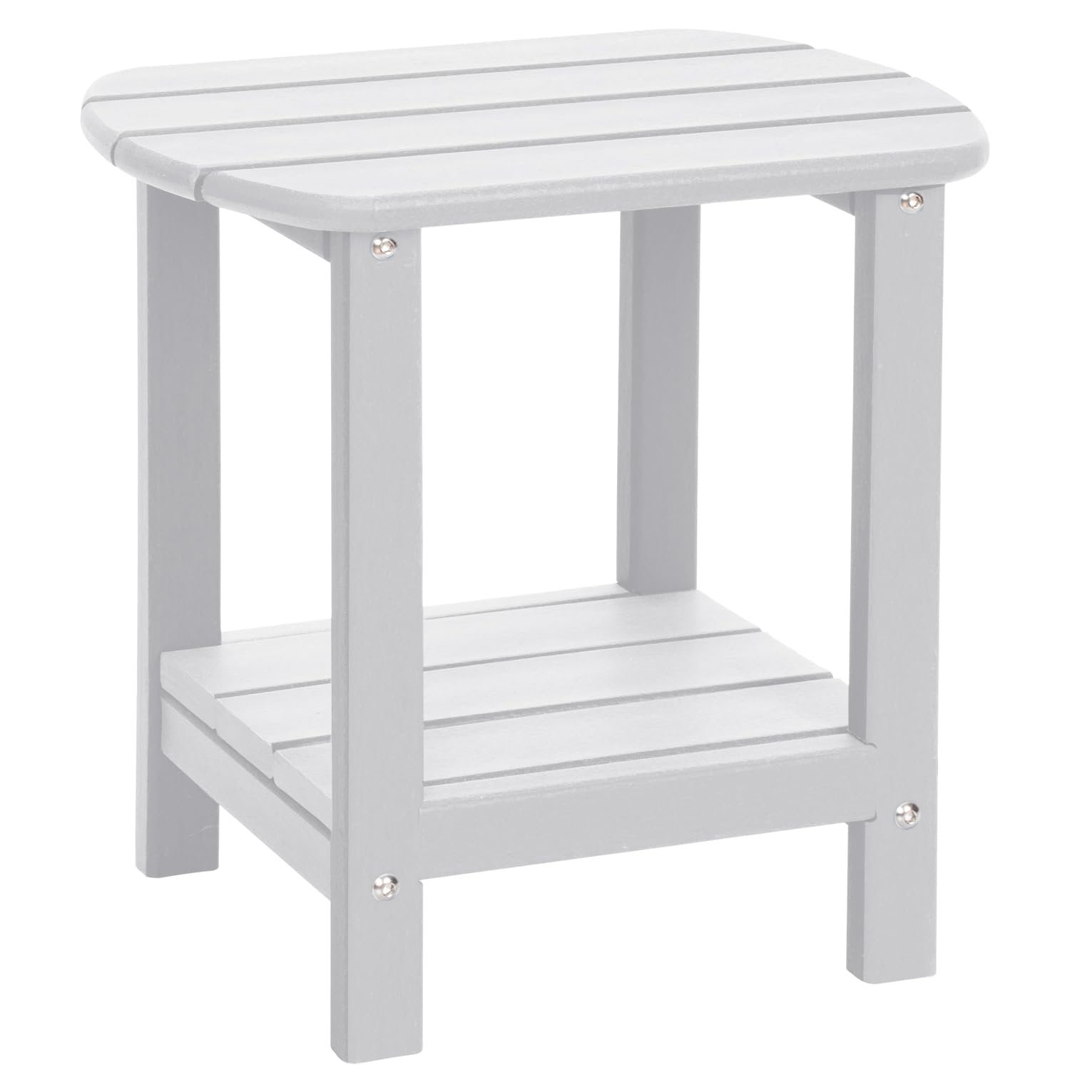 2-Tier Adirondack Outdoor Side Table - Weather Resistant HDPE Patio End Table for Deck, Garden & Poolside (White) - Perfect for Drinks, Books & Outdoor Relaxation