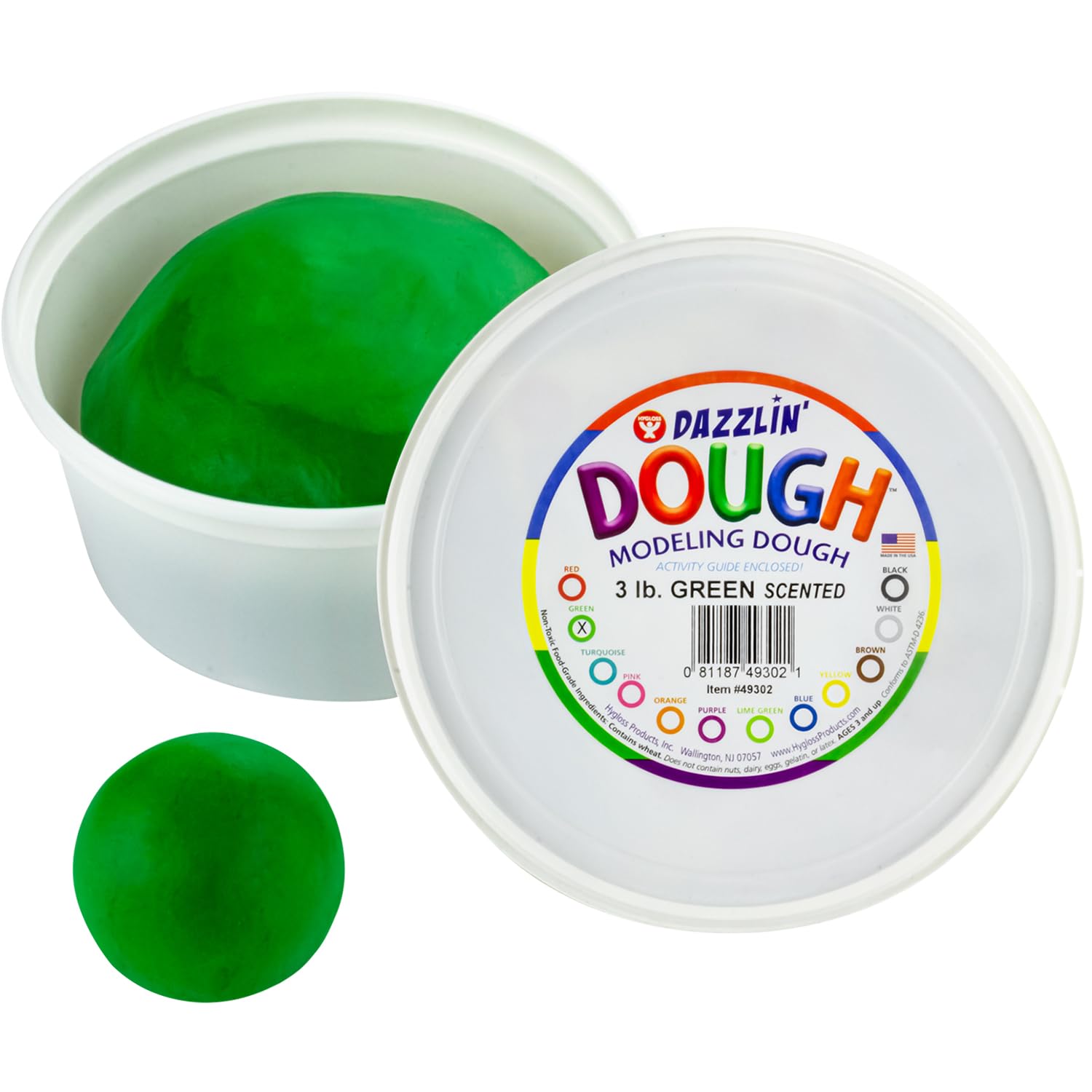 Hygloss 3lb Scented Play Modeling Dough - Non-Toxic & Safe for Kids Arts & Crafts - Easter Basket Stuffer, Party Favors & Classroom Supplies - Green Dough for Creative Play, Sensory Activities & Holiday Gifting