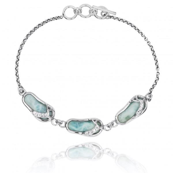 Caribbean Larimar Flip Flops Bracelet - Handmade Miami Beach Jewelry for Women | Perfect for Summer Vacations, Beach Parties & Boho Fashion