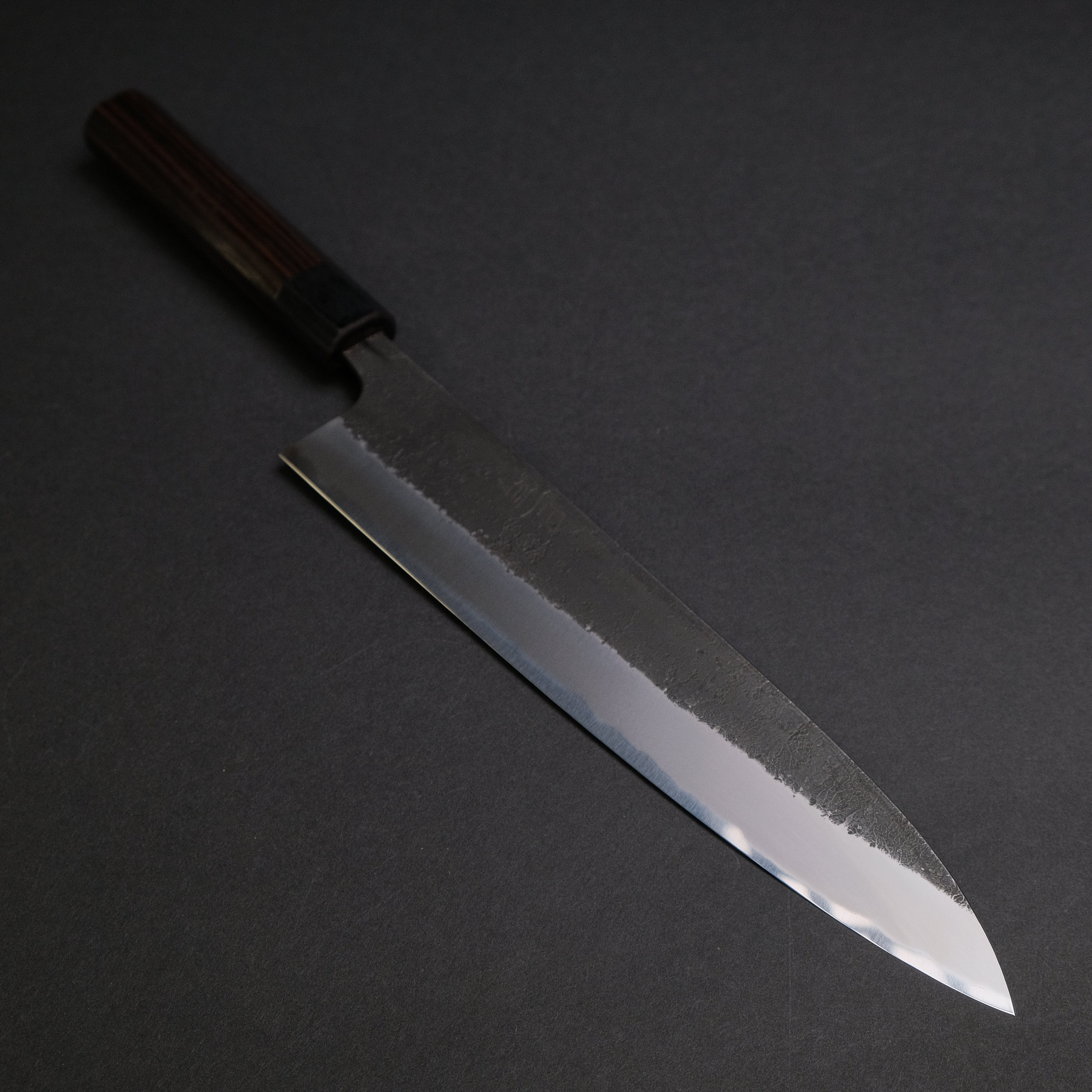 Premium Akifusa Wakui Kurouchi Nashiji Blue #2 Gyuto 240mm Japanese Chef Knife with Ebony Handle - Perfect for Sushi, Meat Slicing & Professional Kitchen Use