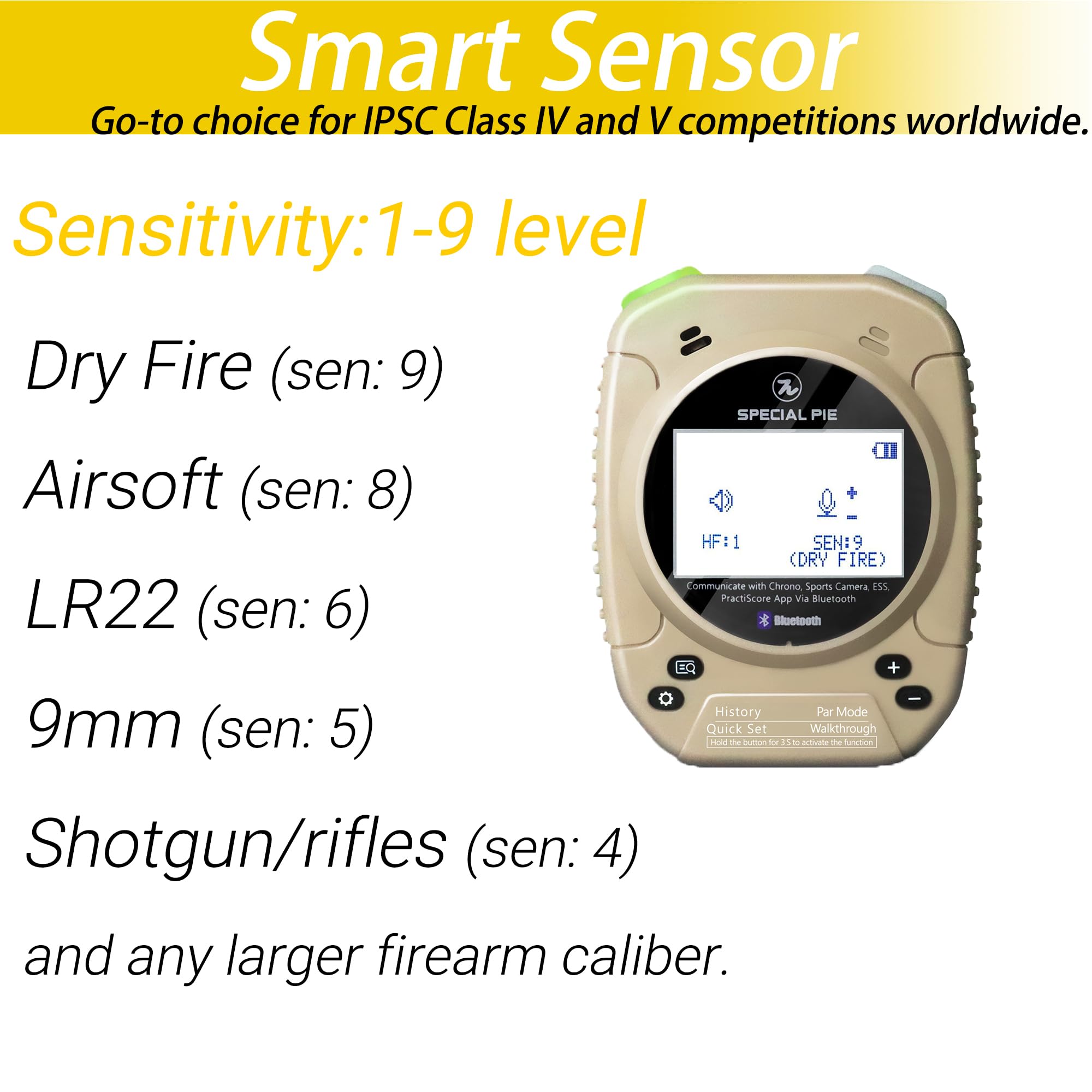 Competition Shot Timer for IPSC, USPSA, APSC & IDPA - Special PIE Firearm Training Accessories - Perfect for Shooting Practice, Range Training & Tactical Drills