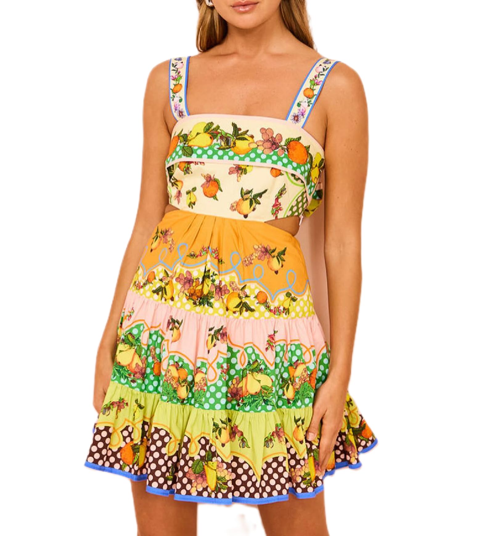 Women's Floral Boho Mini Cami Dress - Spaghetti Strap Flowy Sundress for Summer, Beach & Holiday Wear | Casual Outfit, Vacation Dress, Party Attire