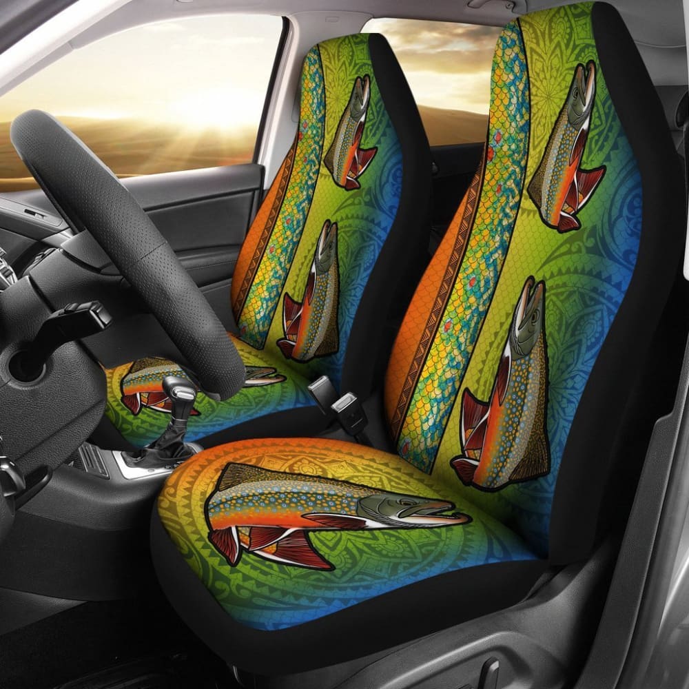 Premium Brook Trout Fish Scale Pattern Waterproof Car Seat Covers - Durable Fishing Accessories for Trucks & SUVs - Perfect for Outdoor Enthusiasts & Anglers