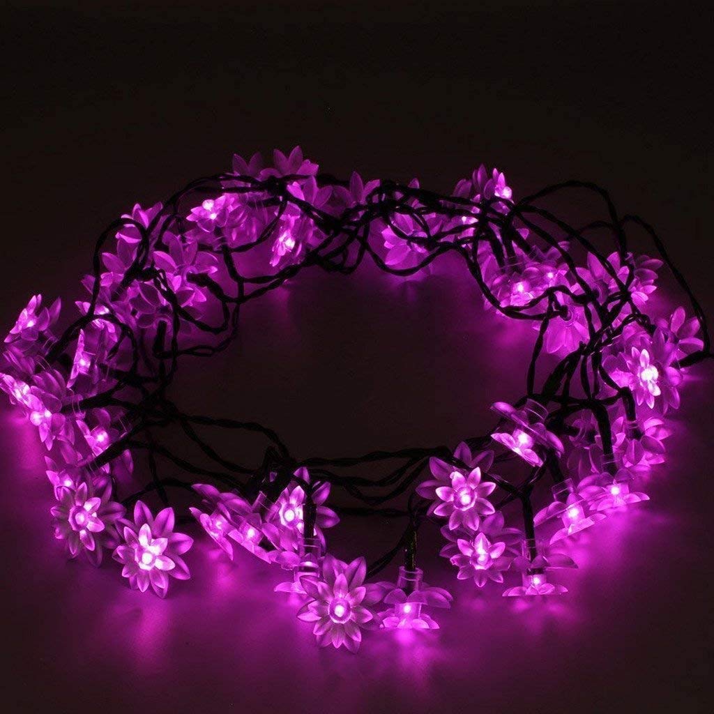 Solar Powered LED Lotus Flower String Lights - 21ft 50 LED Waterproof Outdoor Fairy Lights for Garden, Patio, Wedding & Christmas Decor (Pink) | Perfect for Backyard Parties, Holiday Lighting & Romantic Ambiance
