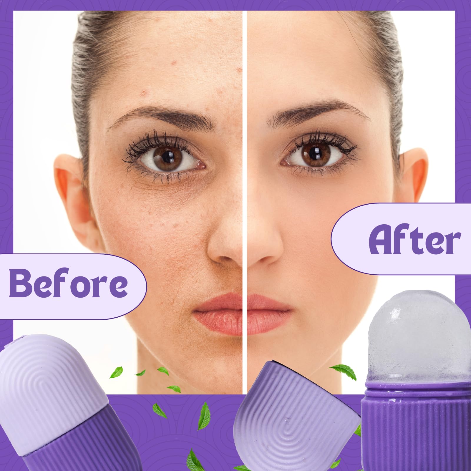 BROMAX Ice Roller for Face & Eyes - Cooling Face Massager for Puffy Eyes & Glowing Skin - Silicone Ice Cube Holder for Women & Men - Perfect for Morning Routine & Post-Workout Recovery