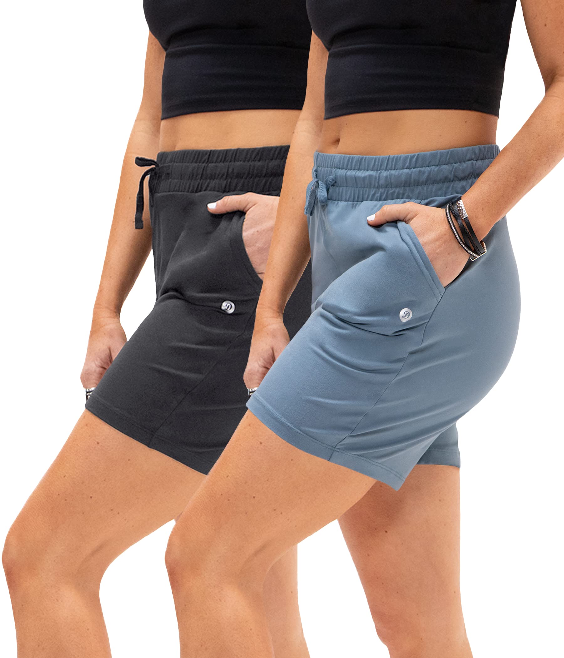 DEVOPS Women's Workout Shorts with Pockets - High Waisted Athletic Running Shorts for Yoga, Gym & Lounge - Soft Breathable Sweatpants for Summer & Sleepwear