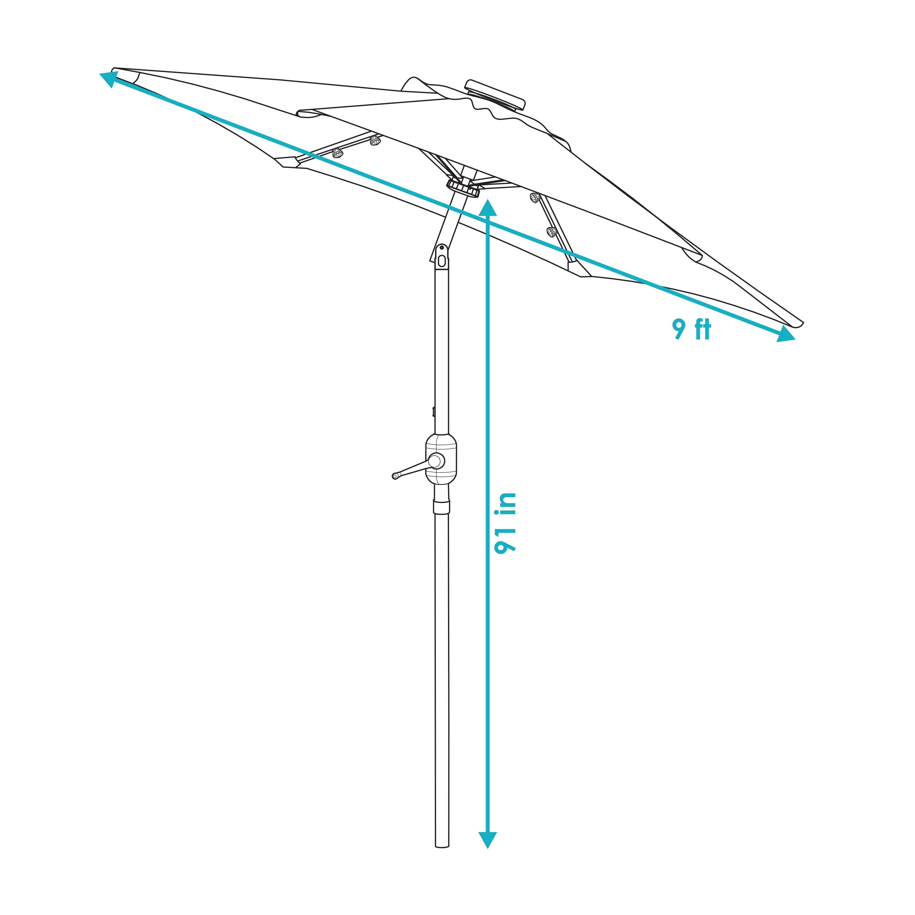 Sunnydaze 9-Foot Striped Outdoor Patio Umbrella with Built-in Solar LED Lights - Perfect for Backyard, Poolside, and Beach Relaxation