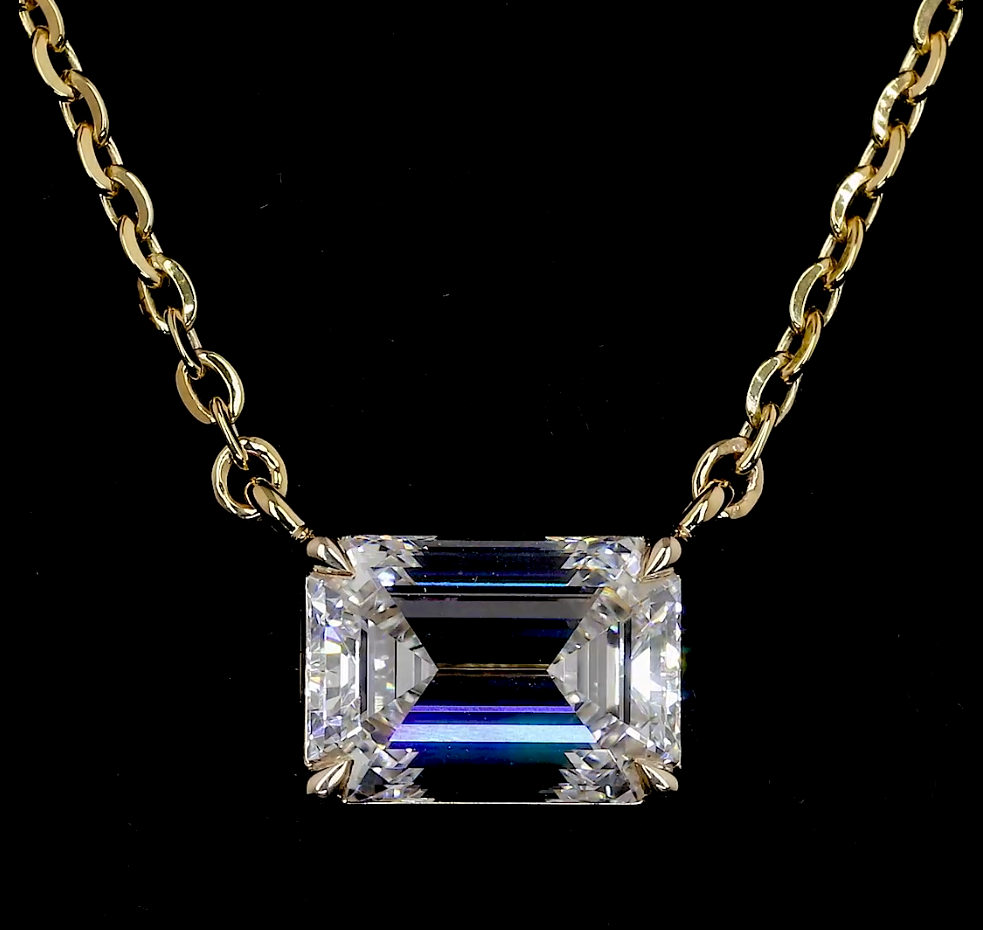 2.11 Carat Lab-Grown Emerald Cut Diamond Pendant in 14K Yellow Gold - VS1 Clarity, F Color - Perfect for Everyday Wear & Special Occasions