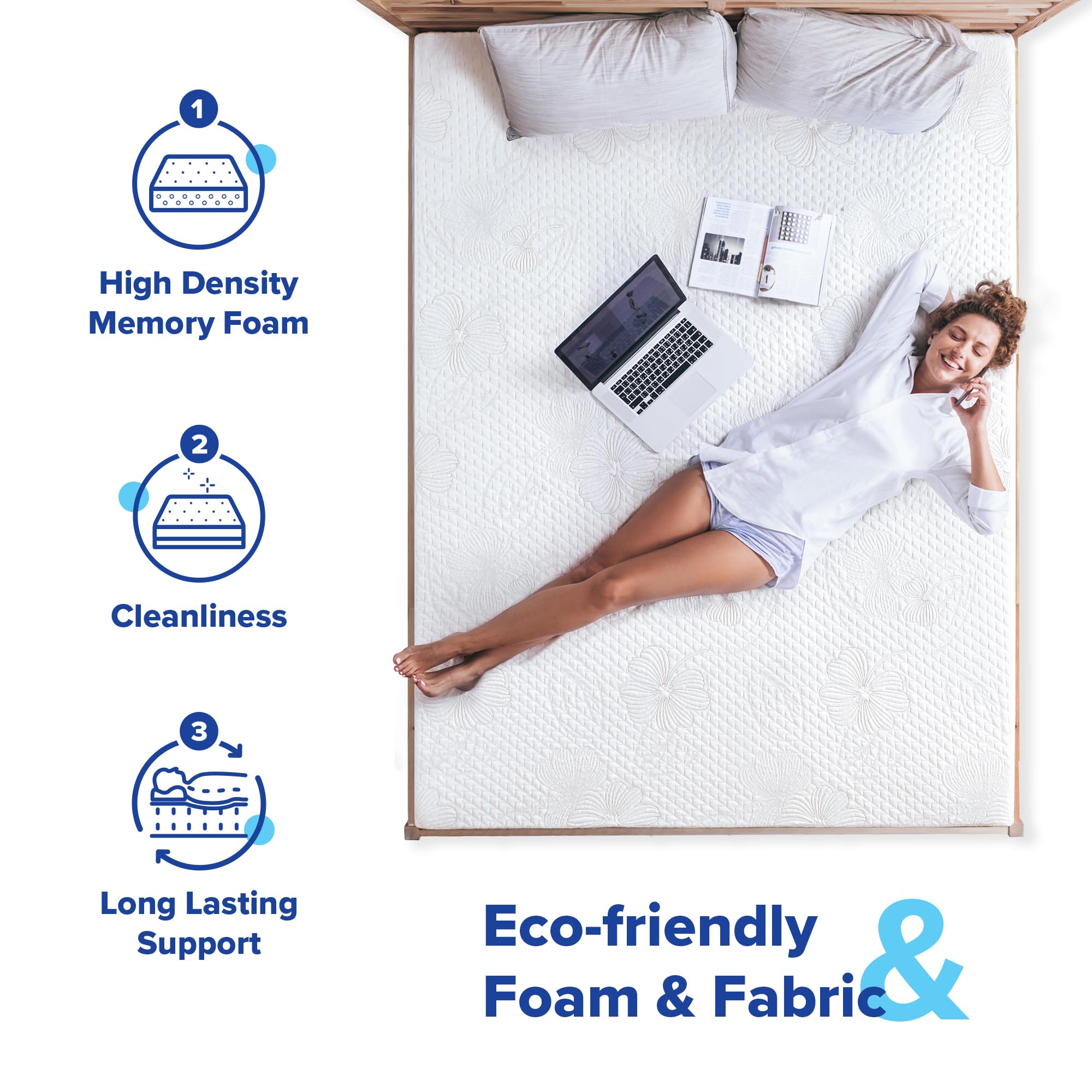 Olee Sleep 10 Inch King Size Gel Memory Foam Mattress - Medium Firm, CertiPUR-US Certified for Pressure Relief & Comfort | Cooling Gel Infused, Bed-in-a-Box Design | Perfect for Master Bedrooms, Guest Rooms & Apartment Living (Grey)