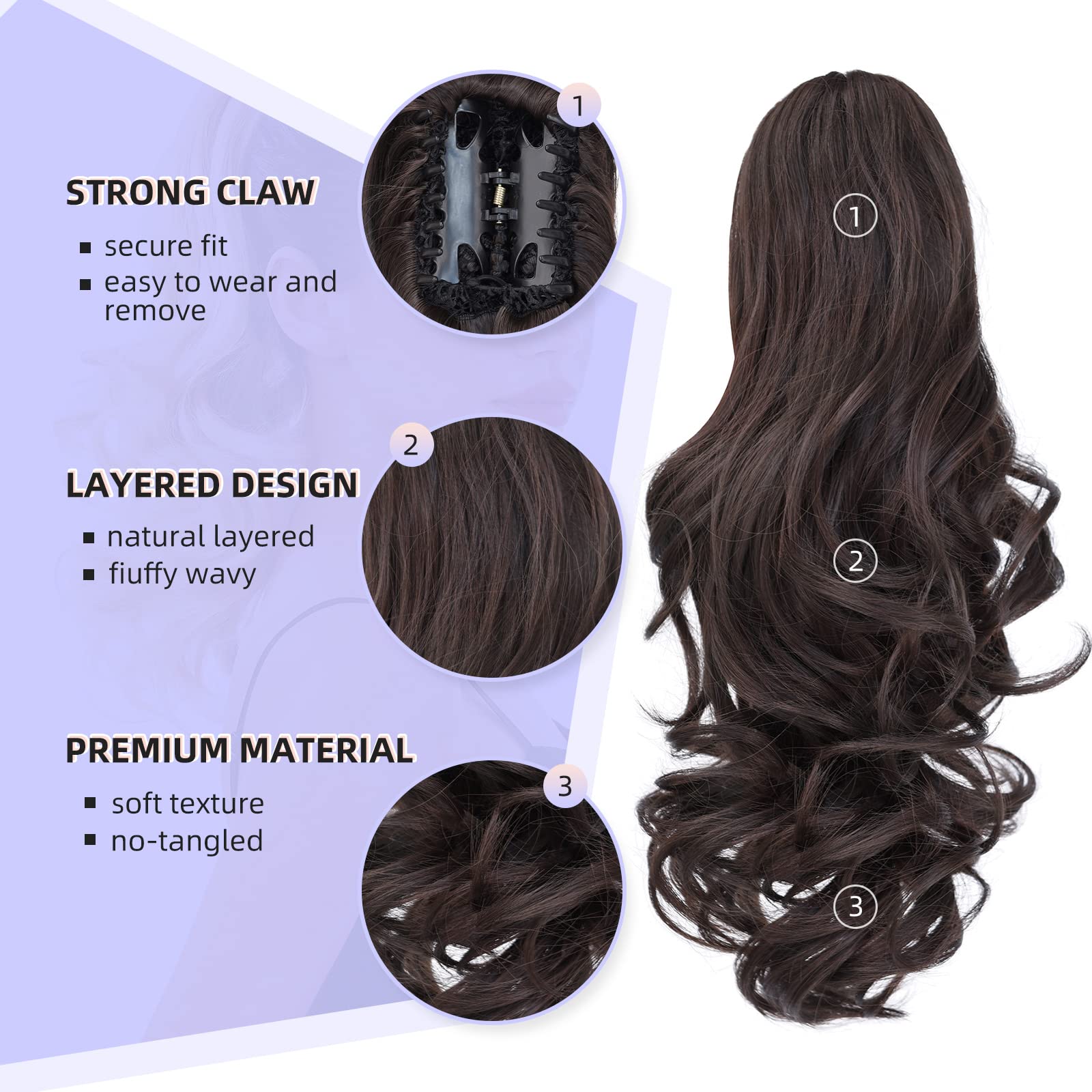 Natural Straight Ponytail Hair Extension with Claw Clip - Seamless Blonde Brown Black Hairpiece for Women - Perfect for Parties, Weddings & Everyday Styling