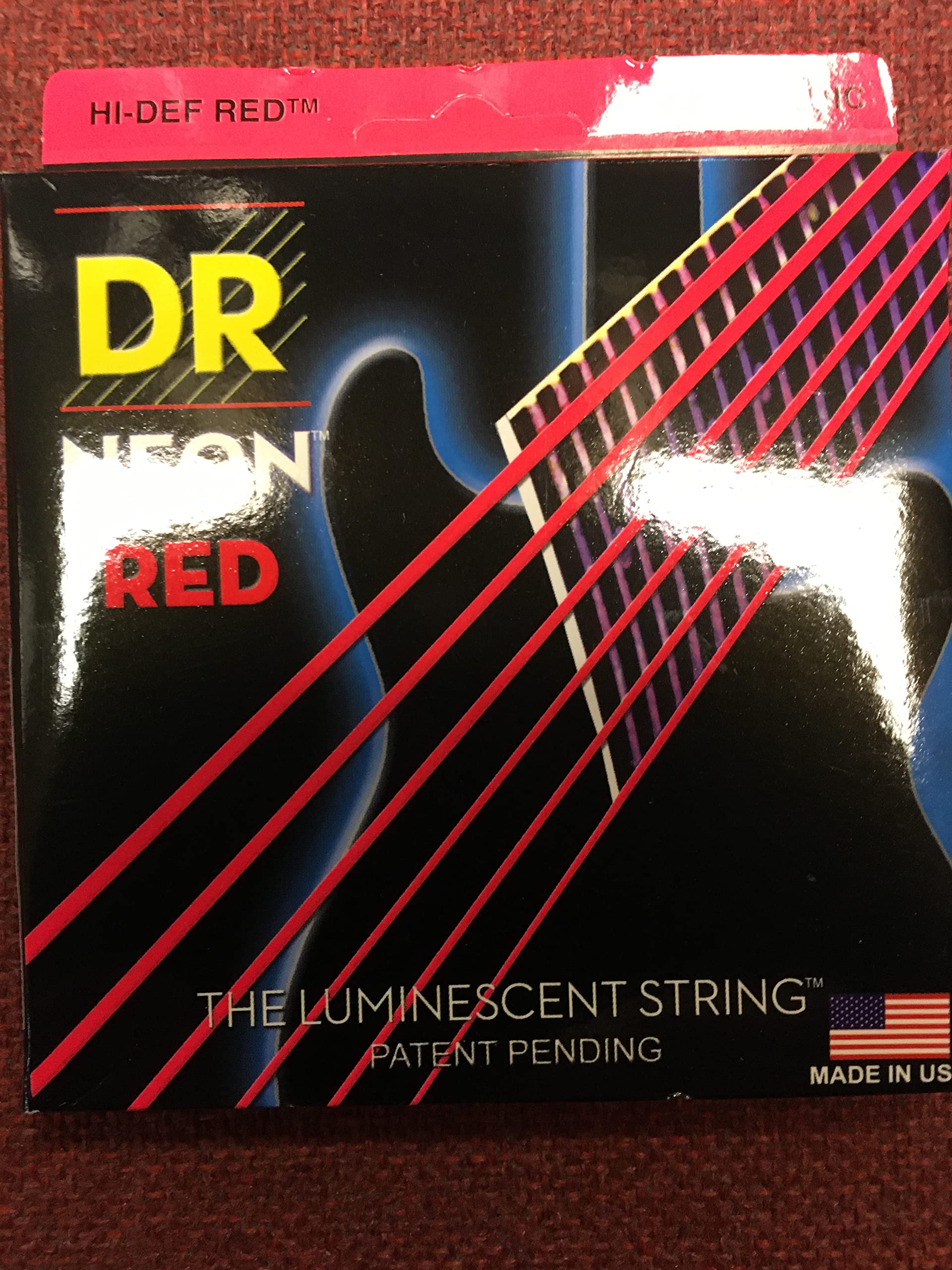 DR Strings Hi-Def NEON Red Coated Lite-Heavy (9-46) Electric Guitar Strings - Bright Tone & Long-Lasting Performance for Rock, Metal & Stage Performances