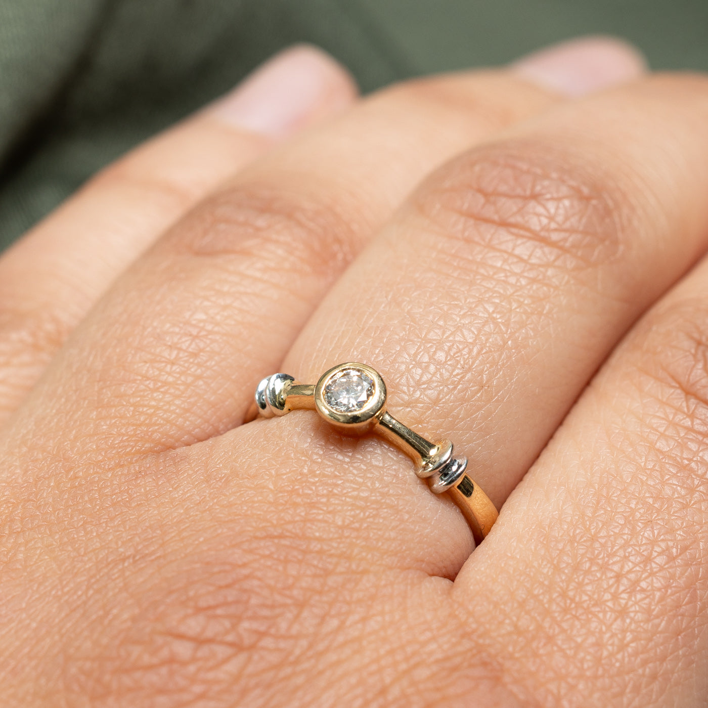 0.20ct Bezel Set Diamond Grooved Ring - Size 8 | Elegant Wedding Band, Anniversary Gift & Everyday Jewelry for Women