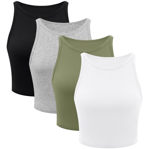 4 Pieces High Neck-black/White/Gray/Olive Green