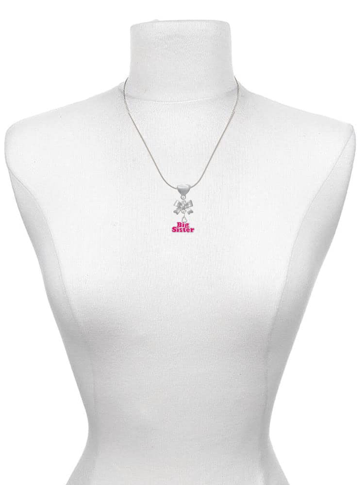 Big Sister Heart Necklace - Silver Plated Bow Pendant with 18+2