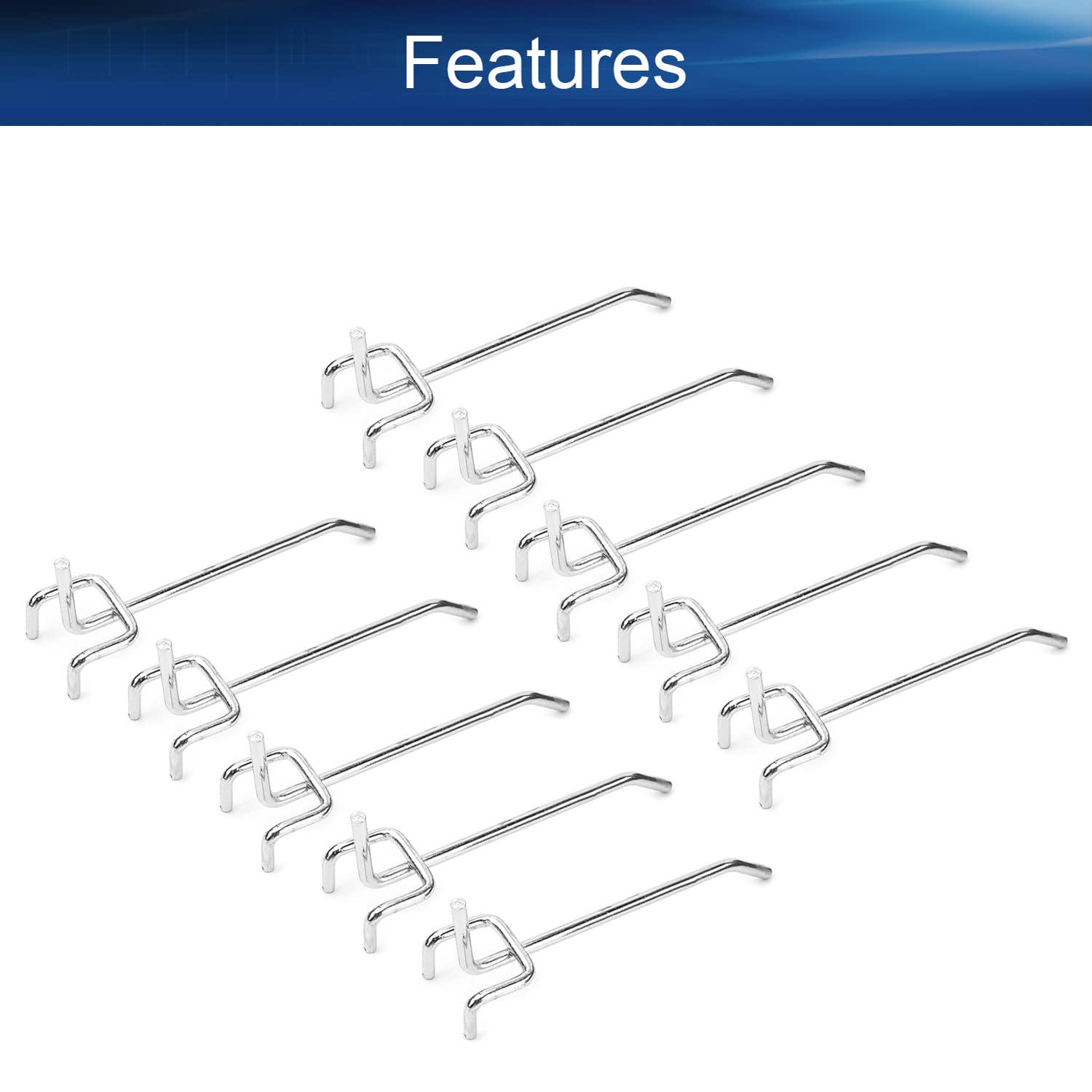 10 Pack 4 Inch Iron Pegboard Hooks - Heavy Duty Garage Storage Hooks for 1/8