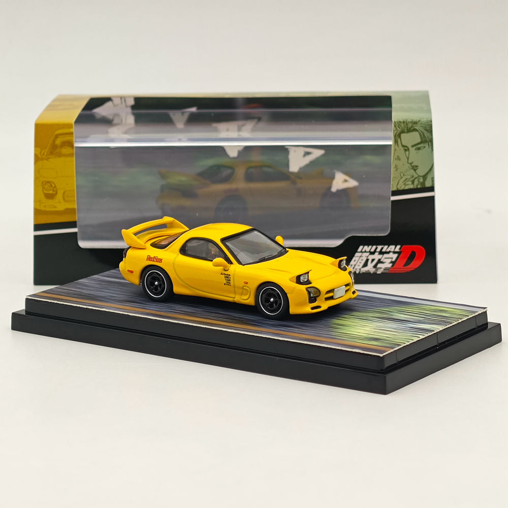 1/64 Scale Mazda RX-7 FD3S RedSuns Initial D Diecast Model Car with Open Headlights - HJ643007BDY by Hobby Japan | Collectible Toy for Anime Fans, Car Enthusiasts & Display Decor