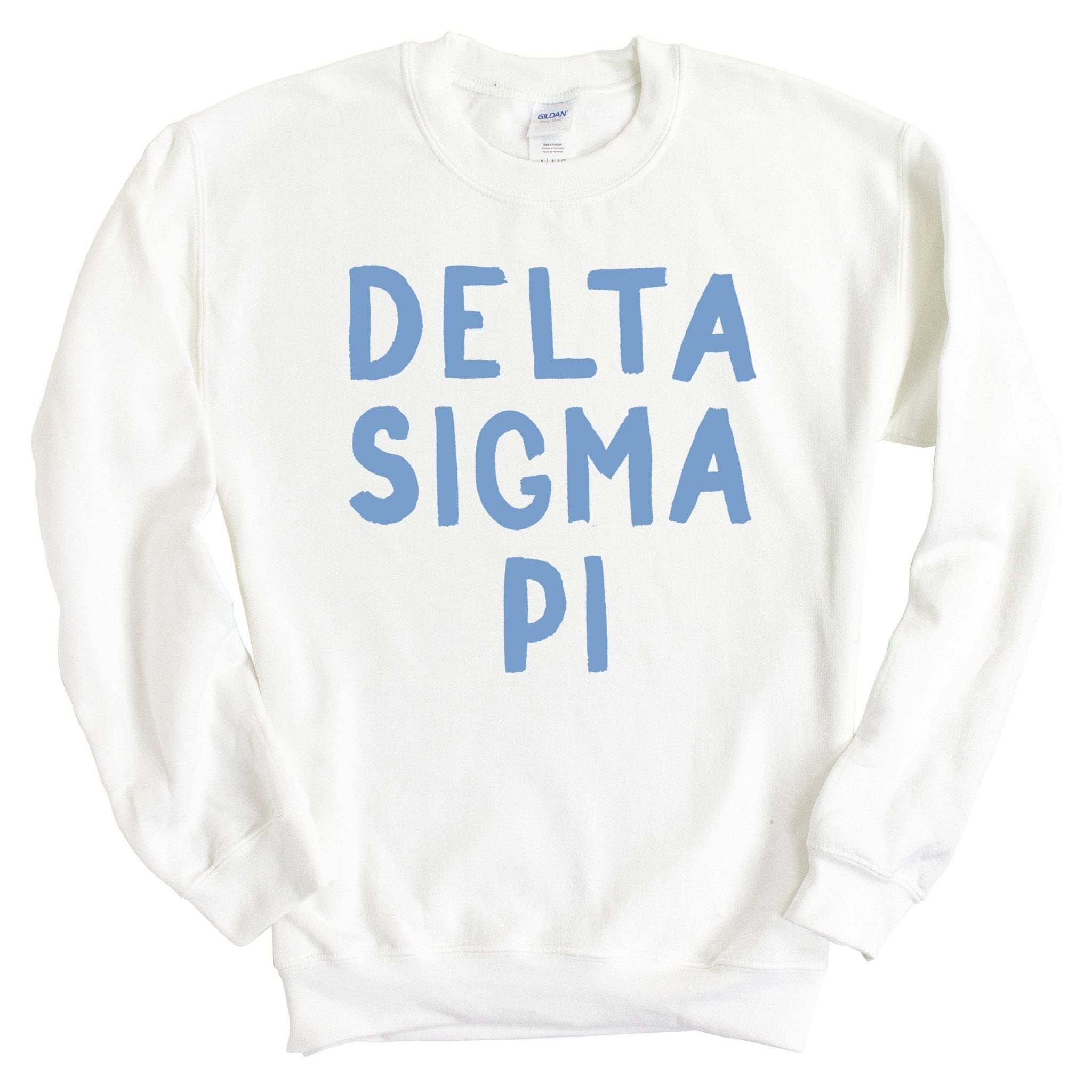 Delta Sigma Pi Fraternity Blue Cotton Candy Crewneck Sweatshirt - Comfortable College Greek Life Apparel for Brotherhood Events & Campus Wear