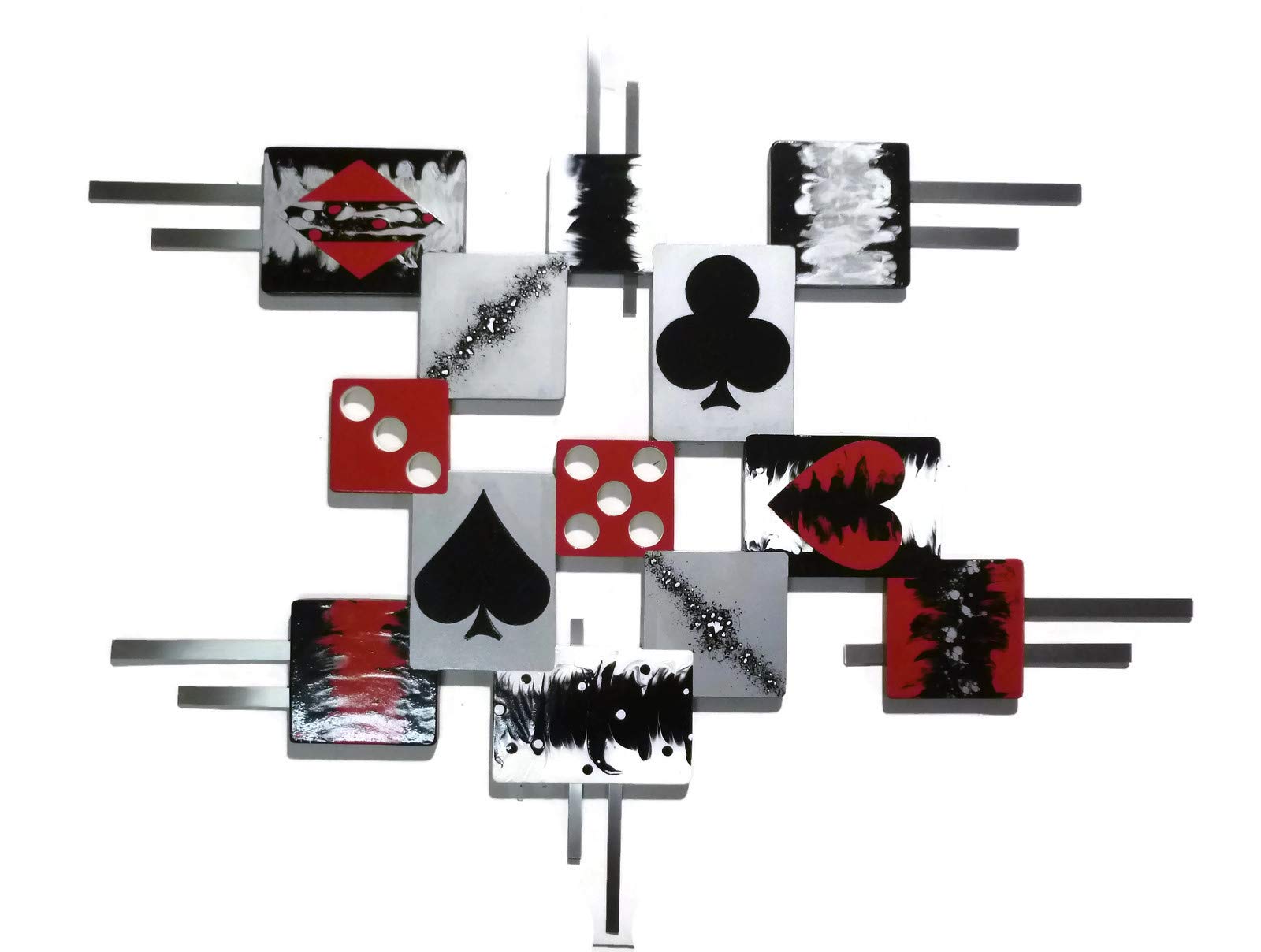 Wood & Metal Playing Cards Wall Art - Unique Card Sculpture Game Theme Home Decor by Diva Art69 - Perfect for Game Rooms, Man Caves & Poker-Themed Interior Design