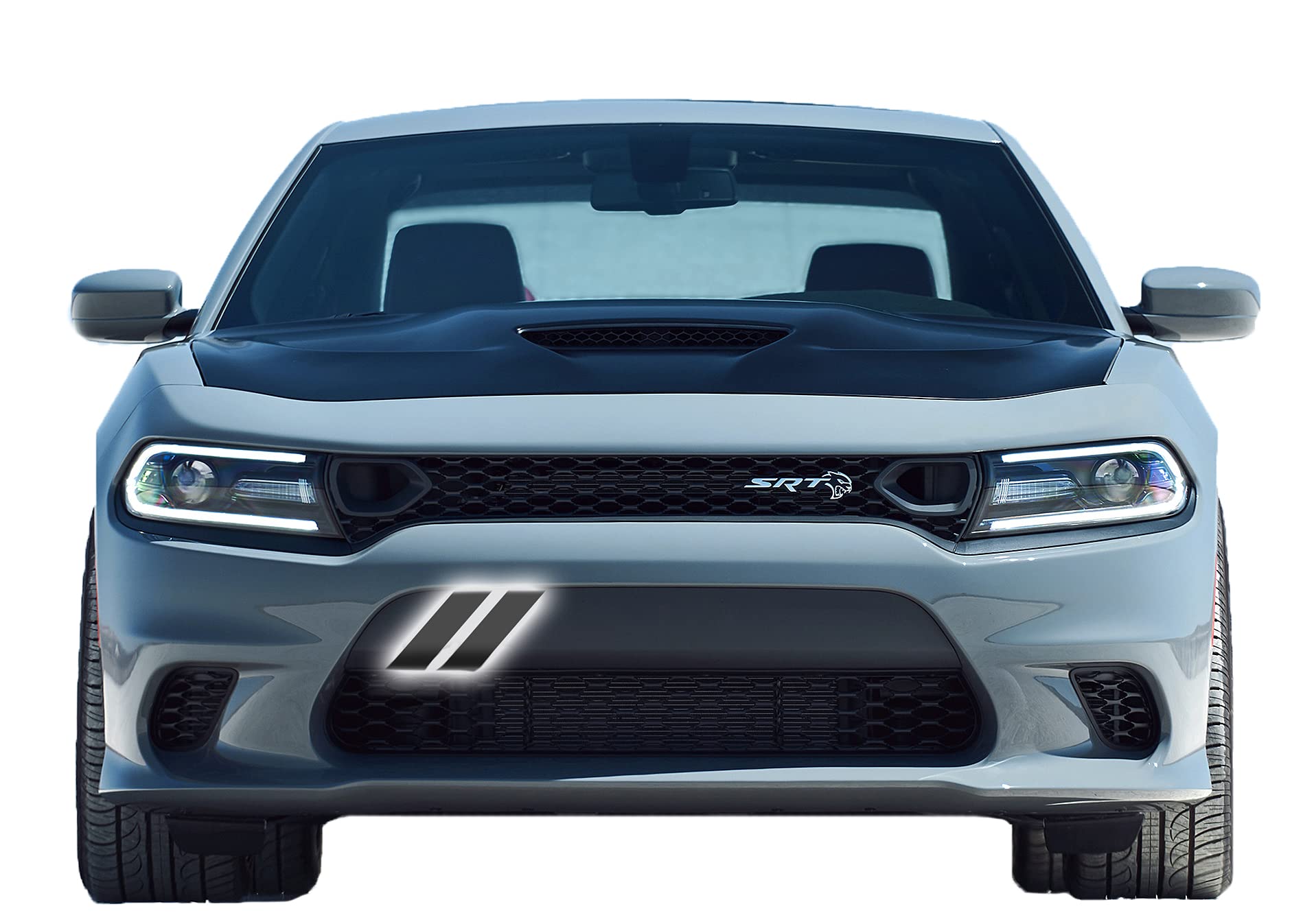 Luxe Auto Concepts Reflective Black Front Bumper Hash Stripes for Charger - High Visibility Car Styling Accessories for Night Driving & Custom Look