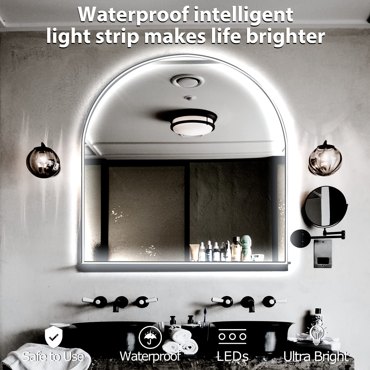 Hollywood Style Vanity Makeup Mirror Lights - 10ft Ultra Bright White LED Neon Light Strip with Dimmable Touch Control - Perfect for Makeup Vanity Table, Bathroom Mirror & Dressing Room Lighting (Mirror Not Included) - Ideal for Professional Makeup Artists, Beauty Enthusiasts & Home Decor