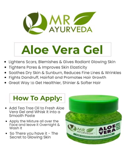 MR Ayurveda 99% Pure Aloe Vera Gel for Face, Hair & Skin Care - 100ml | Hydrating, Soothing & Healing | Perfect for Sunburn Relief, Moisturizing & Scalp Treatment