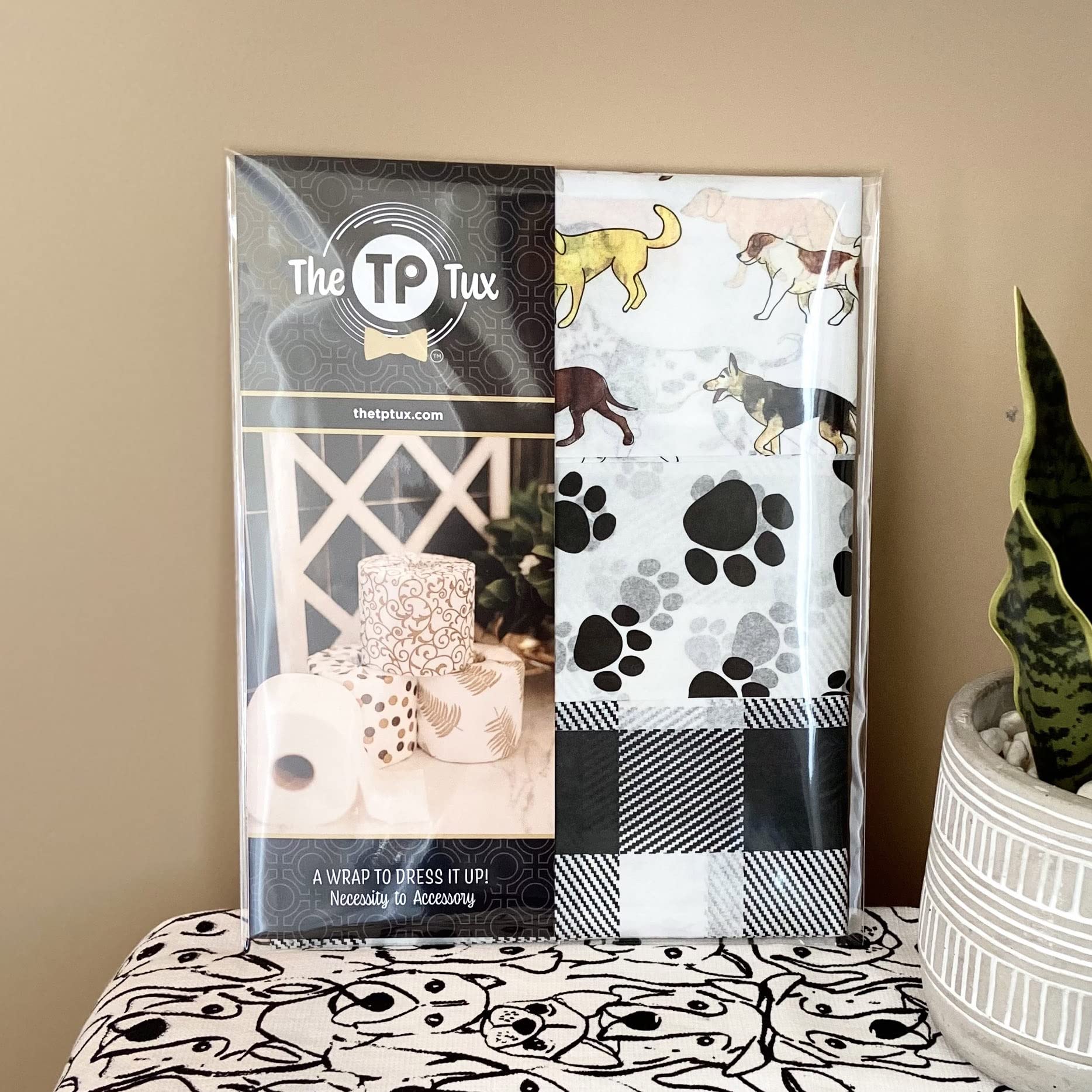 Decorative Toilet Paper Covers Set - 9 Unique Paper Wraps (3 Each Design) Universal Fit for All Toilet Paper Rolls - Man's Best Friend Pattern - Perfect for Bathroom Decor, Home Styling & Gift Giving