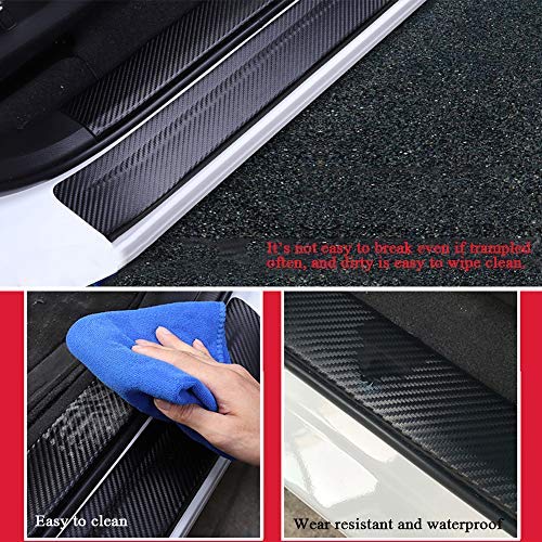XITER Carbon Fiber Leather Car Door Sill Scuff Plate Guard for Honda Accord 2012-2024 - 4PCS Red Auto Accessories | Interior Protection & Style Upgrade for Sedan Cars