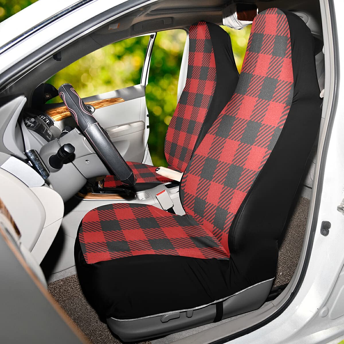 Breathable Red Buffalo Plaid Car Seat Cover - Universal Fit for Most Cars, SUVs, Trucks & Vans | Front Seat Protector | Perfect for Road Trips, Commuting & Pet Protection
