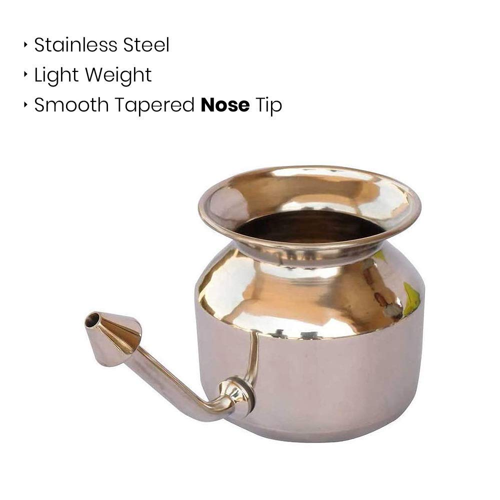 SteloKleen Stainless Steel Neti Pot for Sinus Congestion Relief | QwikFlo Lightweight Travel Neti Pot | Nasal Irrigation for Allergies & Cold | Yoga & Meditation Accessory | Blue