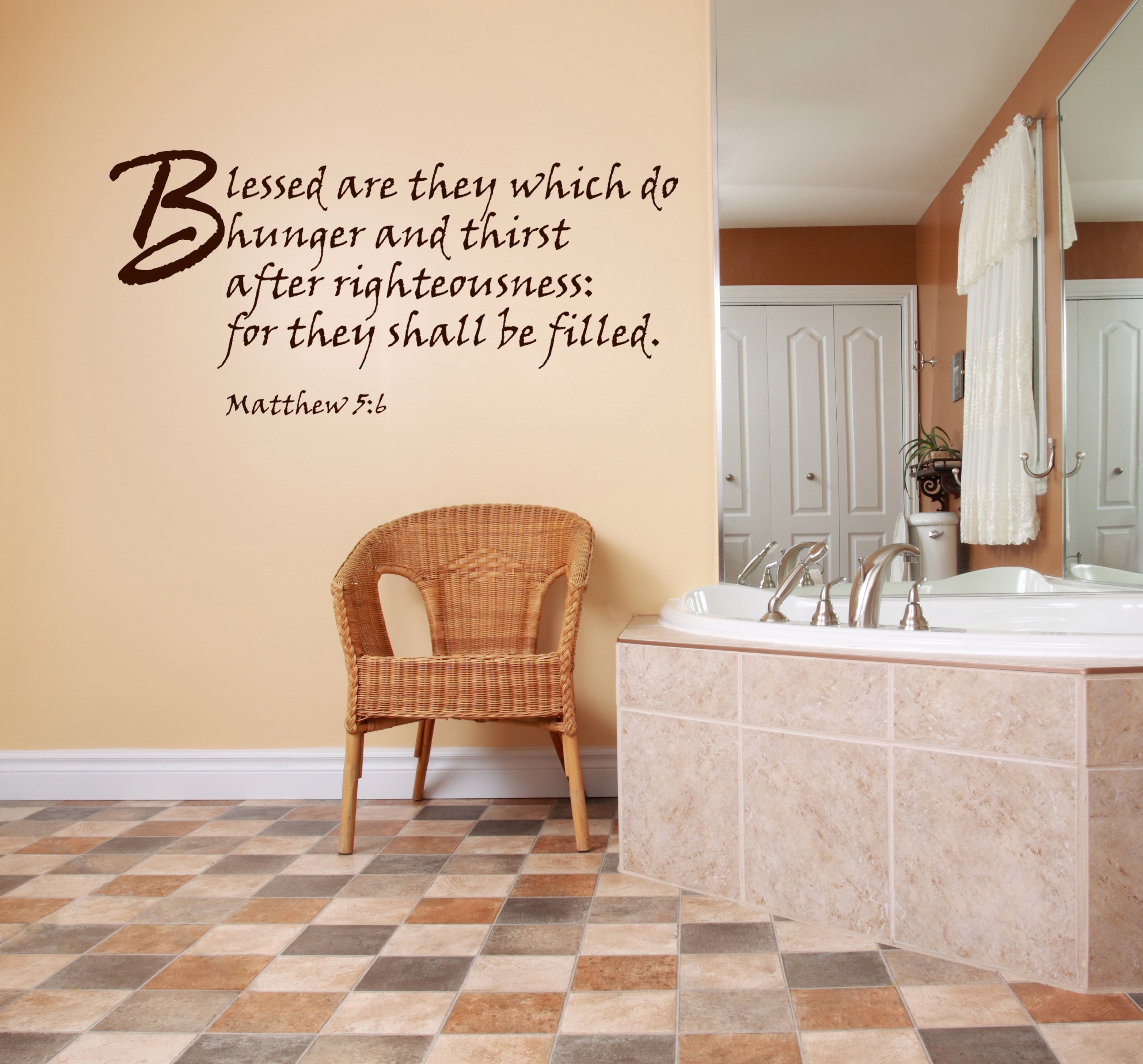 Matthew 5:6 Bible Verse Wall Decal - 12x40 Brown for Home Decor