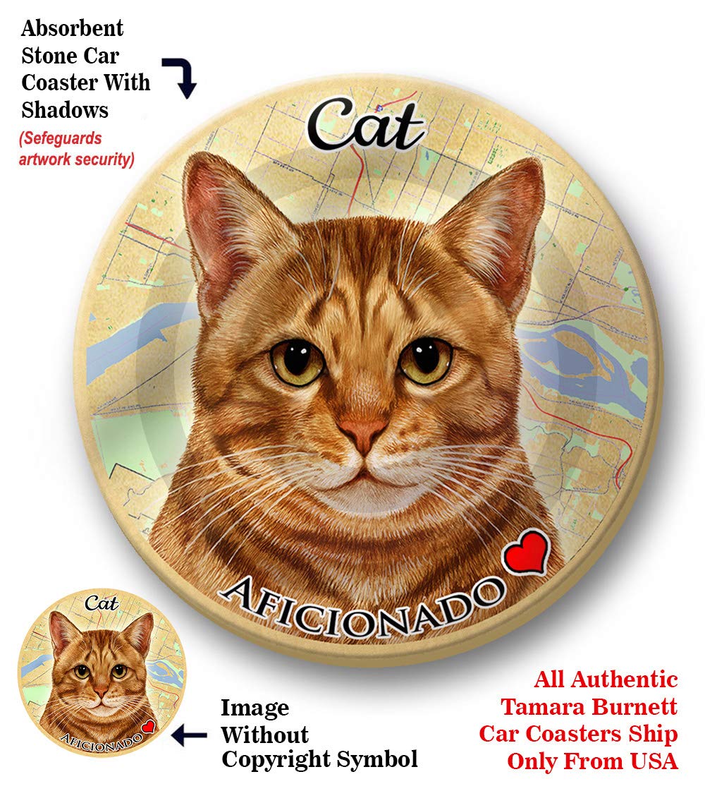 Orange Tabby Cat Coaster - Absorbent Ceramic Pet Gift for Cars & Home