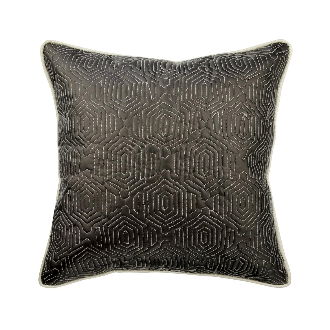 Premium Faux Leather & Suede Cushion Cover - 12x12 Inch (30x30 cm) Grey Zippered Pillow Case with Geometric Trellis Quilted Pattern - Perfect for Sofa, Bed, Couch & Home Decor