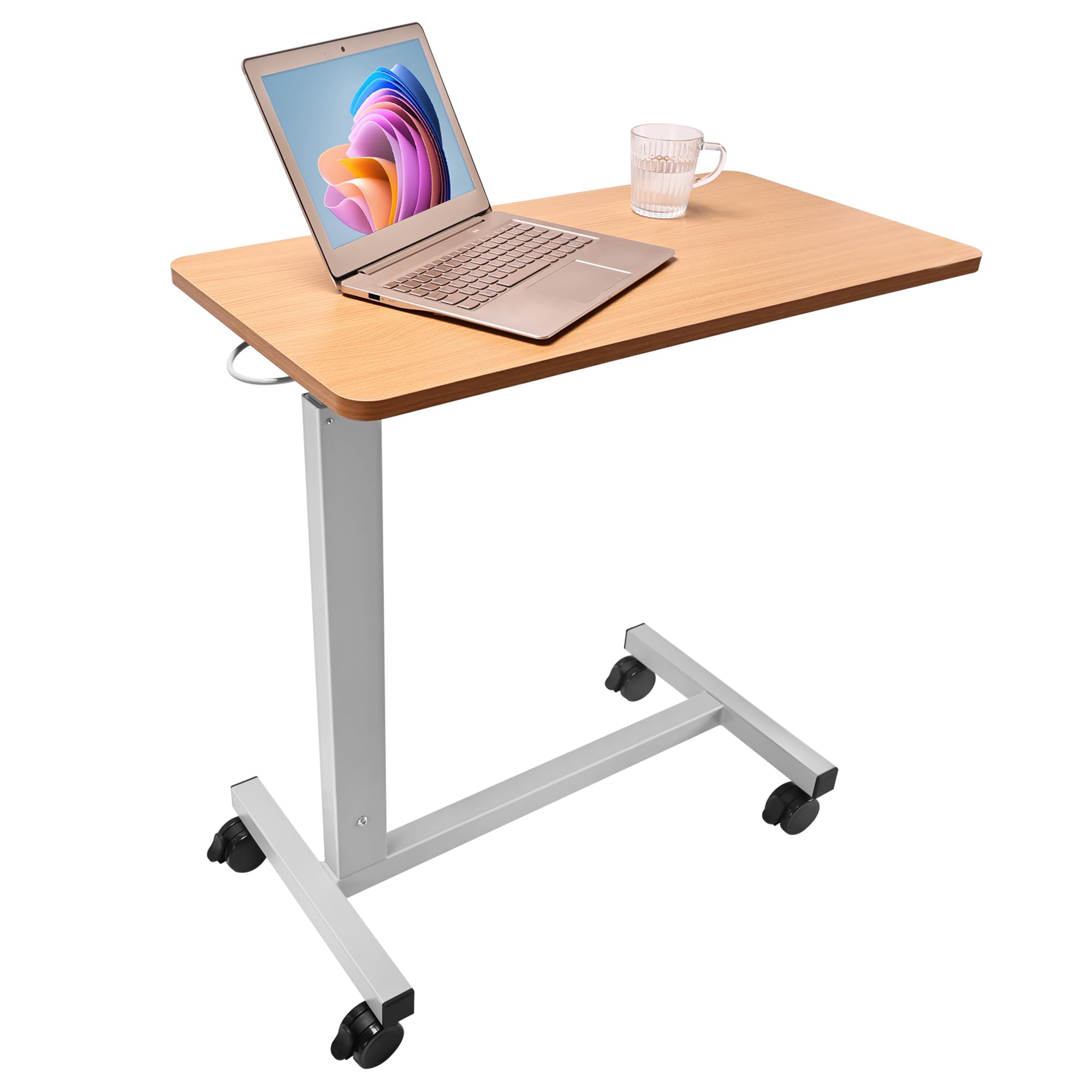 Heavy Duty Adjustable Height Overbed Table with Wheels - Portable Hospital & Home Care Bedside Table for Meals, Laptop, Reading & Nursing Use