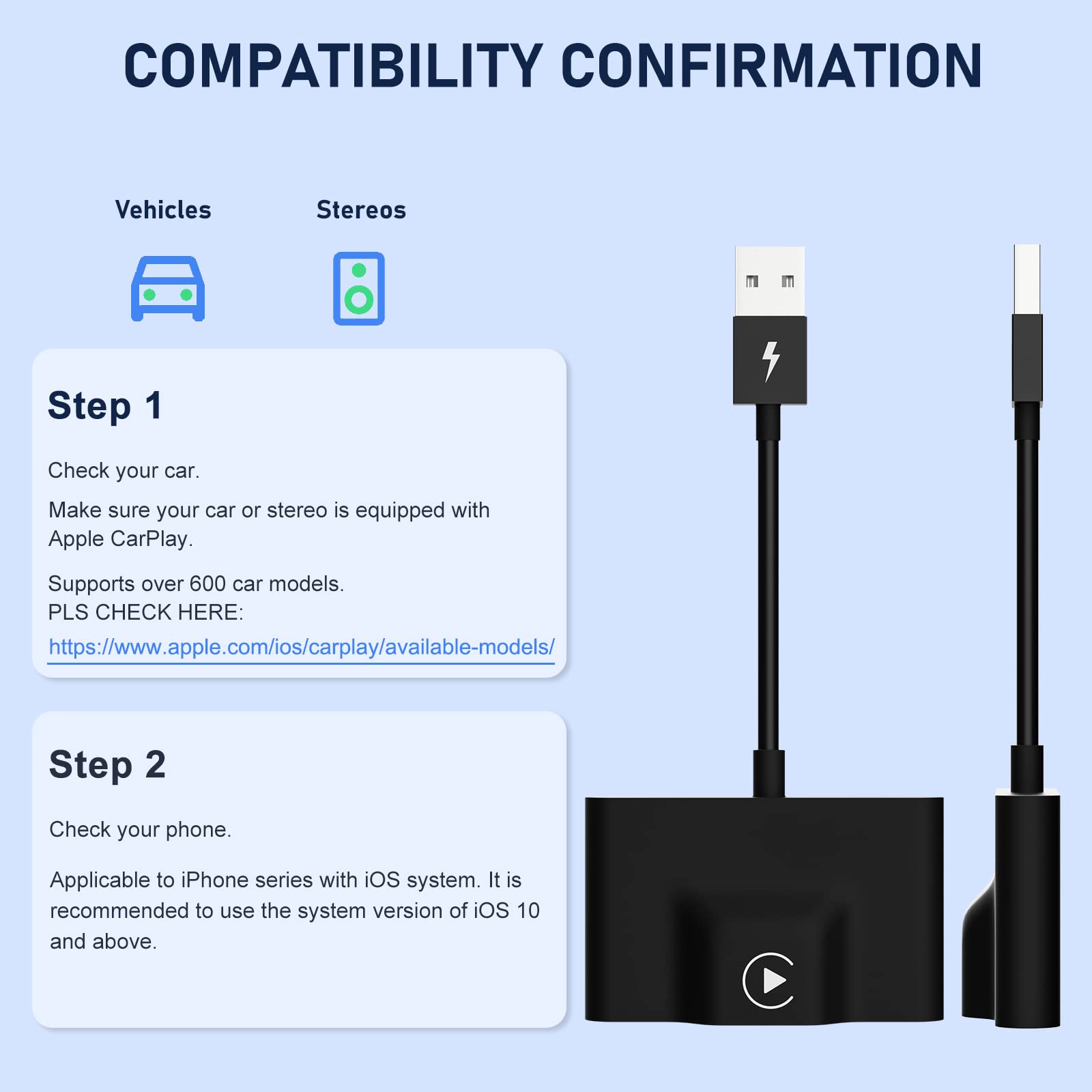 2024 Wireless CarPlay Adapter - Plug & Play Dongle for Factory Wired CarPlay, Converts to Wireless Fast & Easy, Compatible with 2015+ Cars & iPhone iOS 10+ (Perfect for Commuting, Road Trips & Hands-Free Driving)