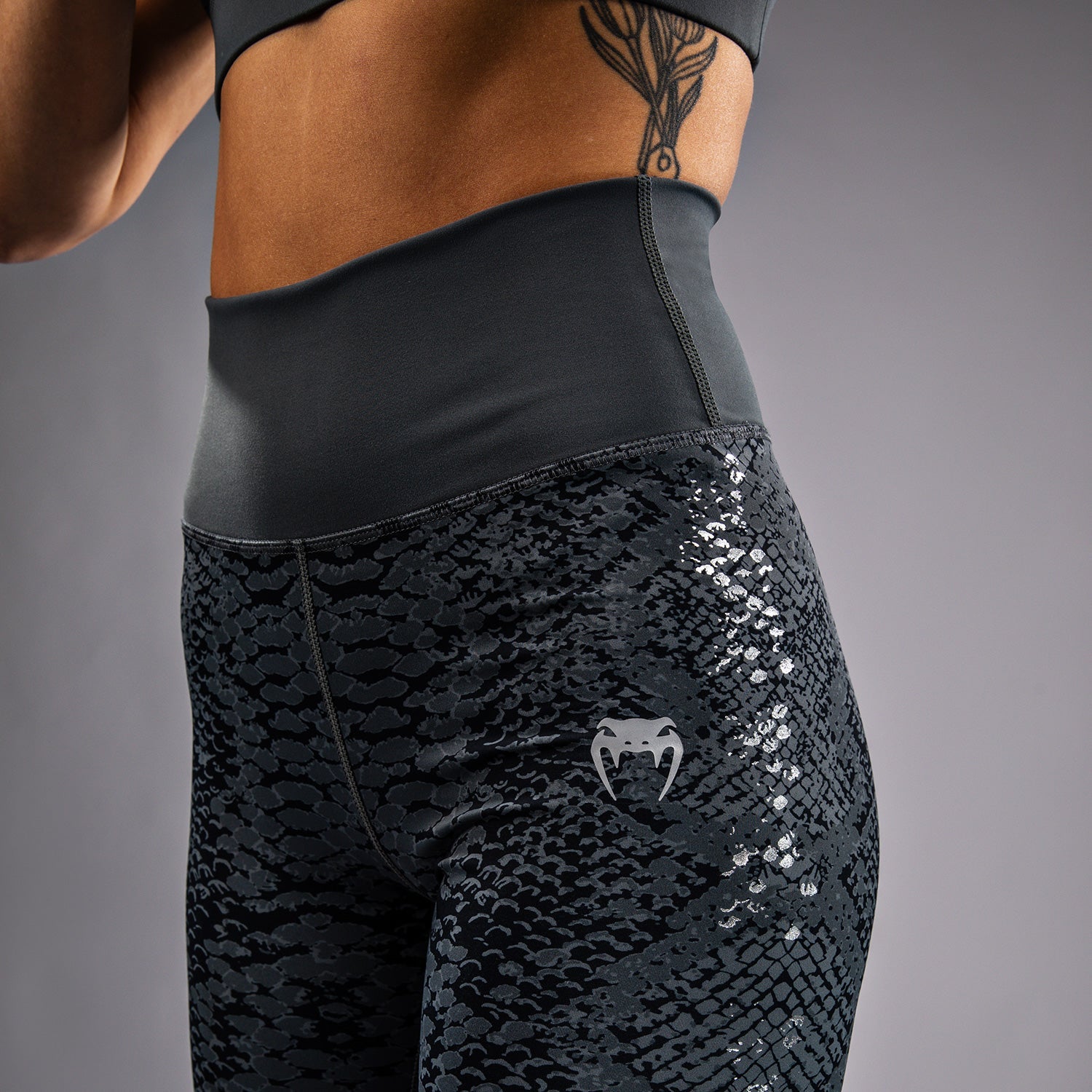 Venum Amazonia Women's Full Length Yoga Leggings - Dark Grey - High Waisted Workout Pants for Gym, Running & Fitness Training