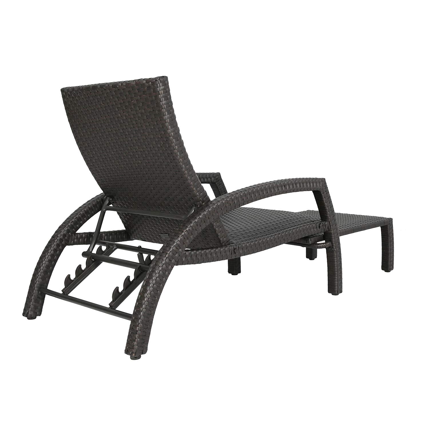 Ulax Outdoor Wicker Convertible Chaise Lounge - Non-Rust Aluminum Patio Lounger with Adjustable Back & Quick-Dry Foam Cushion (Dark Brown) - Perfect for Poolside, Beach, Garden Relaxation