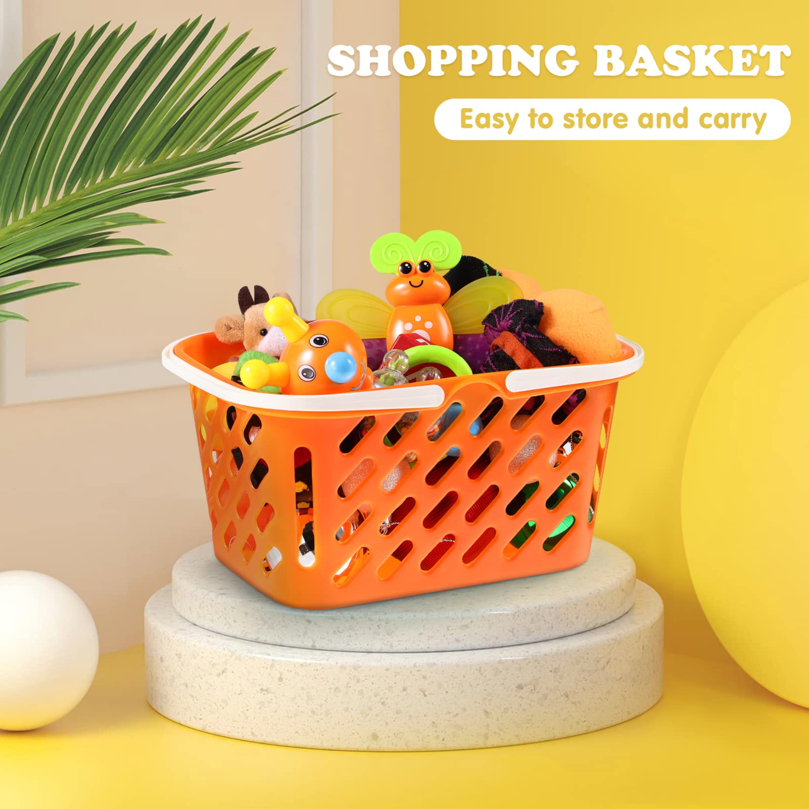 TOYANDONA 2-Piece Pretend Play Shopping Basket Set for Kids - Mini Grocery Cart with Handle for Role Play, Learning & Imagination - Perfect for Preschool Playtime, Birthday Gifts & Toddler Educational Toys