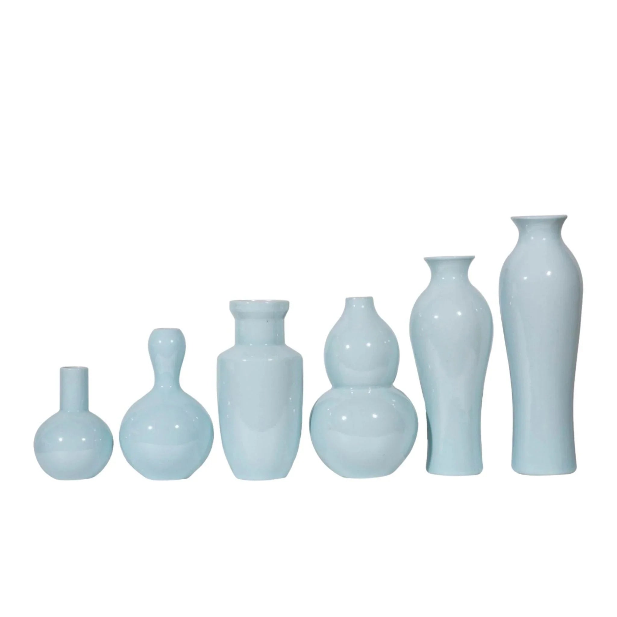 Icy Blue Porcelain Vases Set - Handcrafted Ceramic Home Decor for Living Room, Dining Table & Wedding Centerpieces