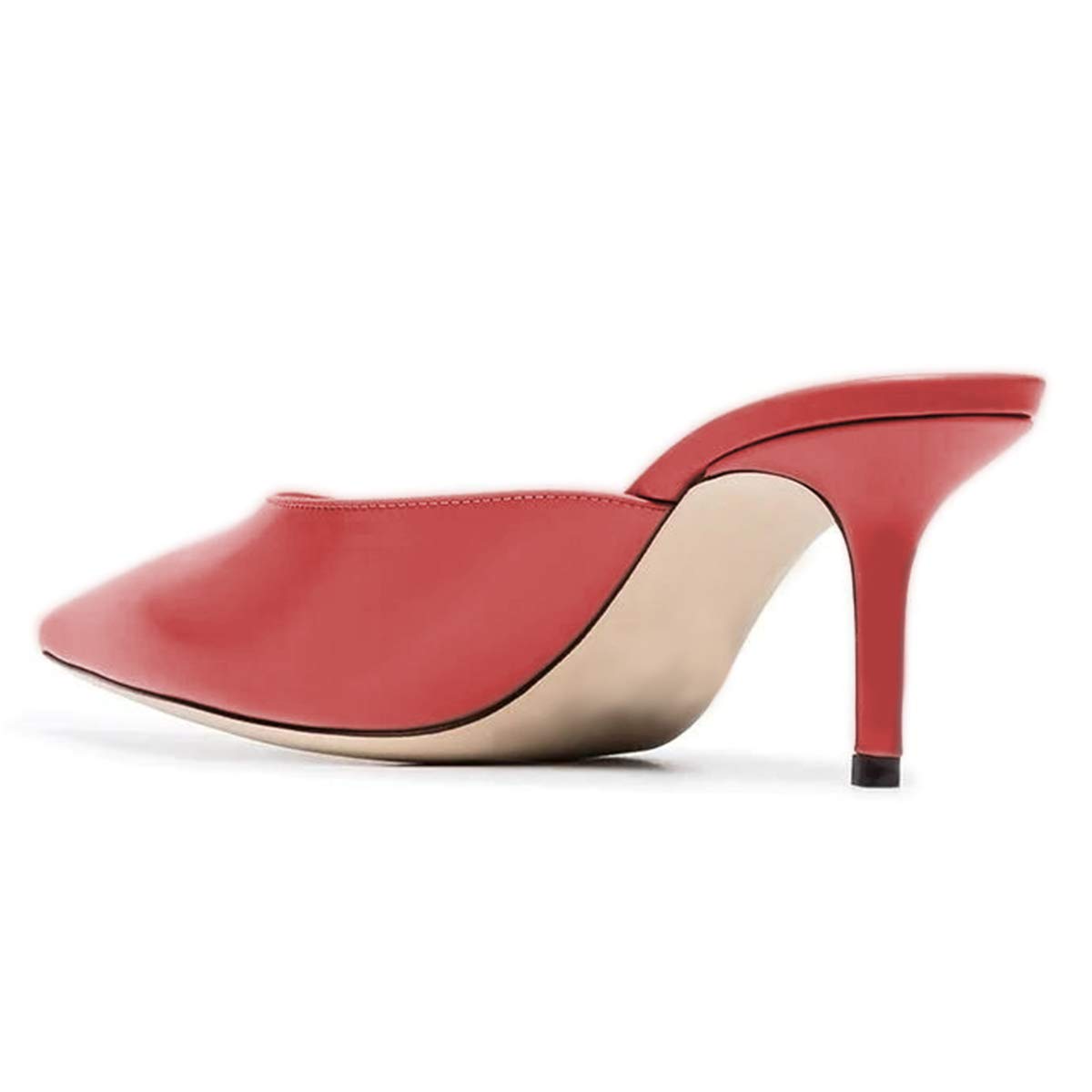 FSJ Women's Slip On Mid Heel Mules - Pointed Toe Dress Sandals & Slides for Women (US Size 4-15) - Perfect for Office, Party & Evening Wear