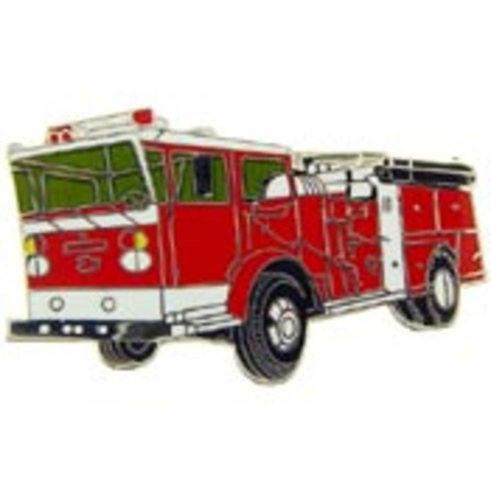 Red Fire Truck Enamel Pin - 1 5/8 Inch Collectible Lapel Pin for Firefighters, First Responders & Fire Truck Enthusiasts - Perfect for Hats, Jackets, Backpacks & Gifts