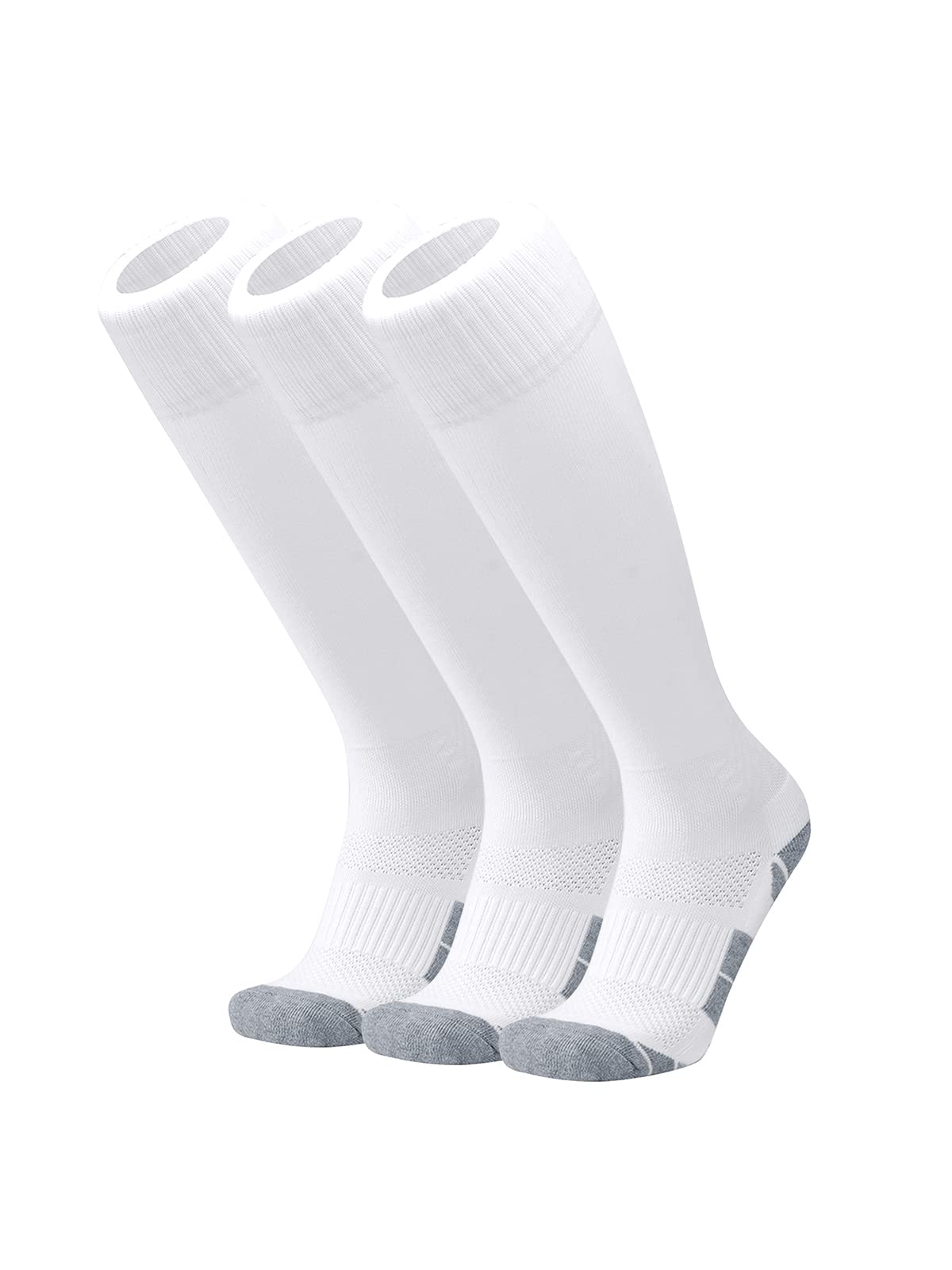 Century Star Soccer Socks for Men & Youth - 3 Pairs Knee High Football Socks, Softball Team Sports Socks, Breathable Comfort Fit (White, X-Large) - Perfect for Soccer Matches, Training & Casual Wear