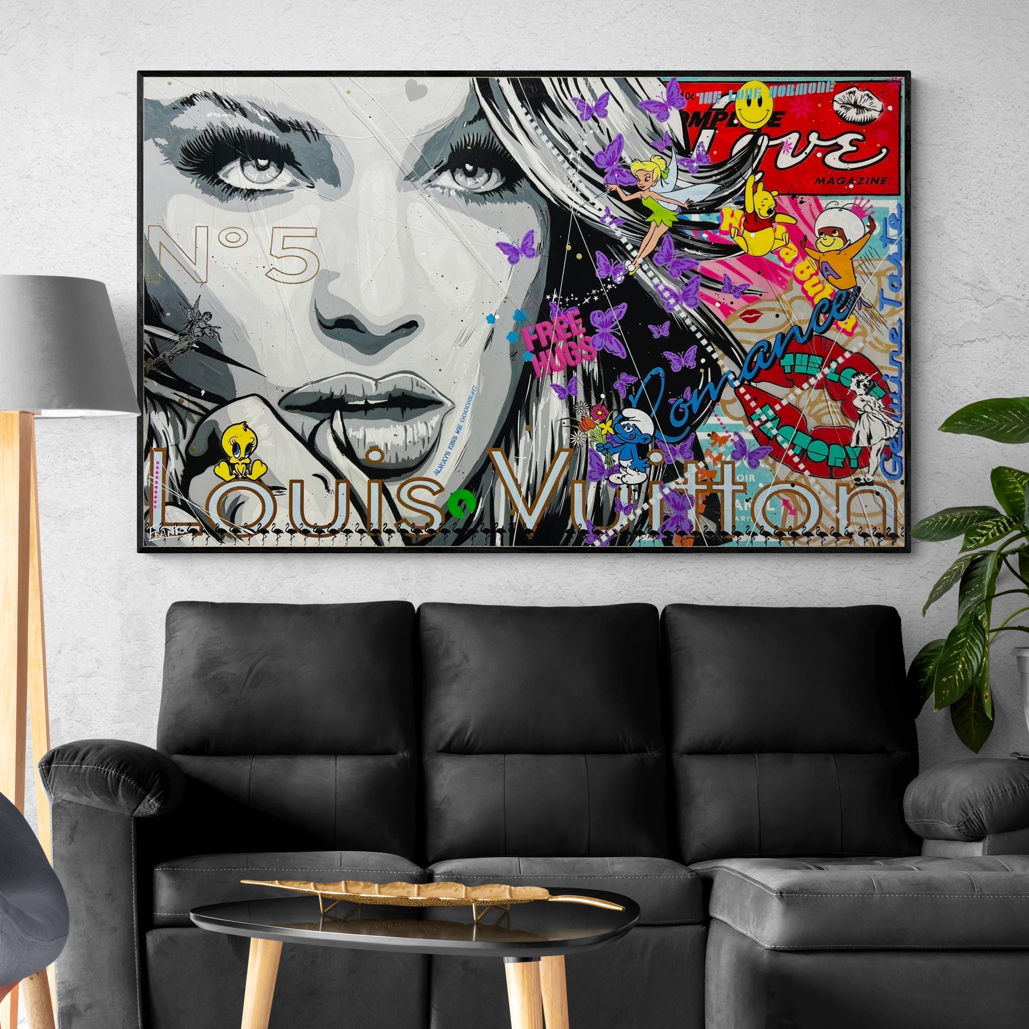Pixie Love 160cm x 100cm Sexy Woman Textured Urban Pop Art Canvas Painting - Modern Home Decor for Living Room, Bedroom & Office Wall Art