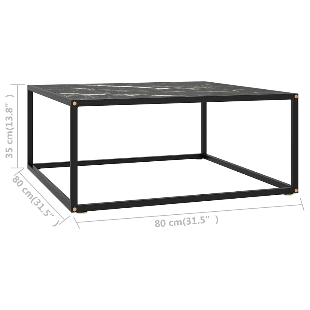 Modern Black Marble Glass Coffee Table 31.5