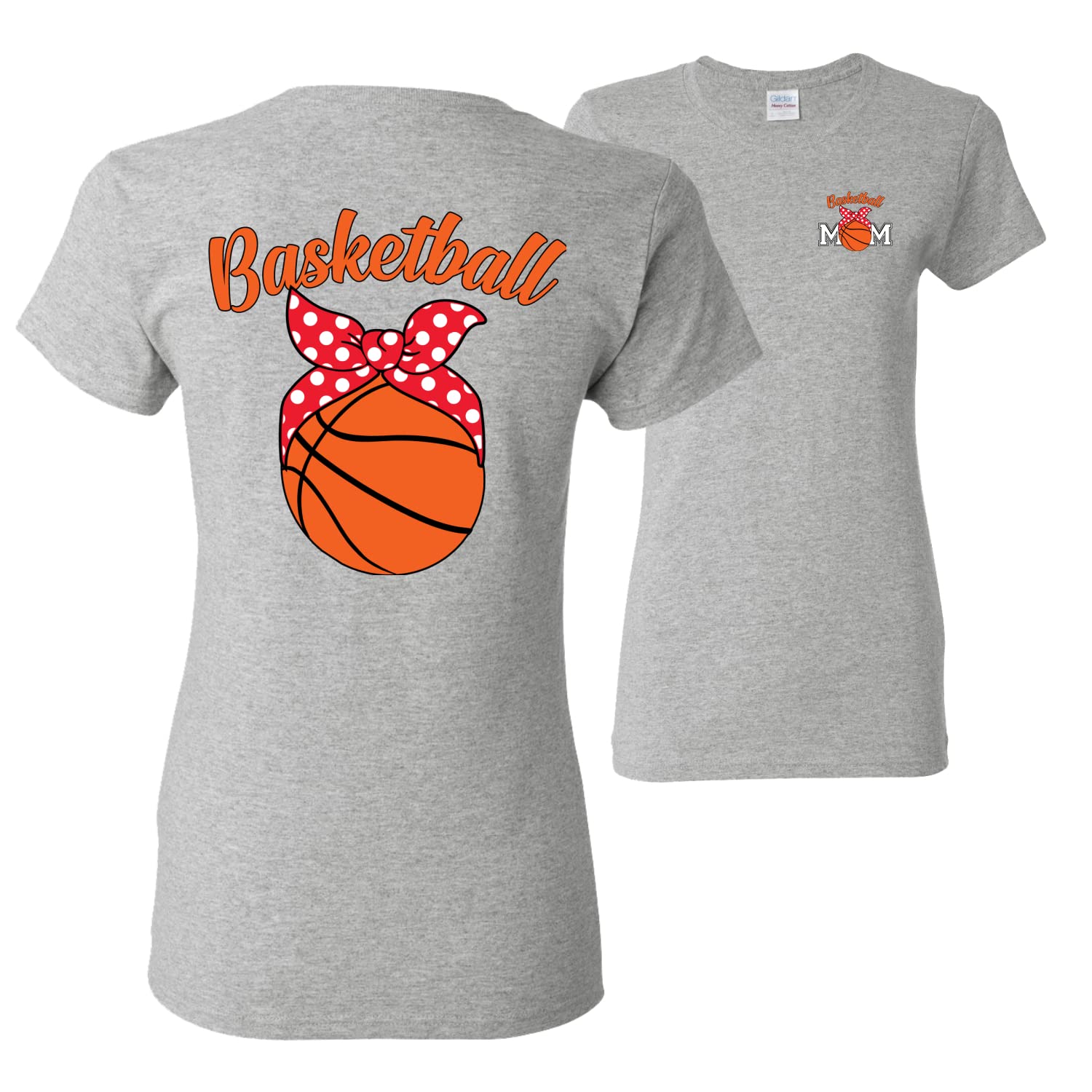 Cute Basketball Mom Graphic T-Shirt - Front & Back Print Women's Sports Tee - Perfect for Youth League Games & Team Mom Gifts