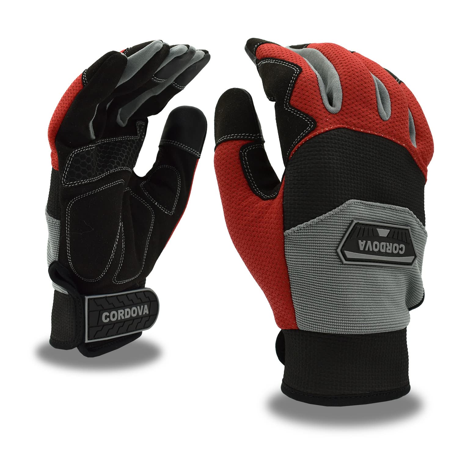 Cordova 99104 Utility Work Gloves with Grip - Leather Palm & Flexible Spandex Back for General Labor, Warehouse & Mechanics - Protective Padding & Adjustable Wrist (X-Large) - Ideal for Construction, Automotive Repair & Heavy-Duty Tasks