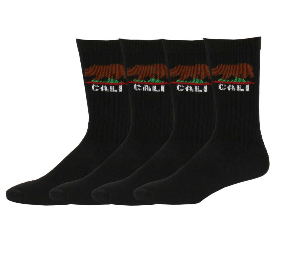 California Flag Black Sports Socks - 4-Pack Breathable Crew Socks for Running, Gym & Workout | Durable Athletic Socks for Men & Women | USA Inspired Design
