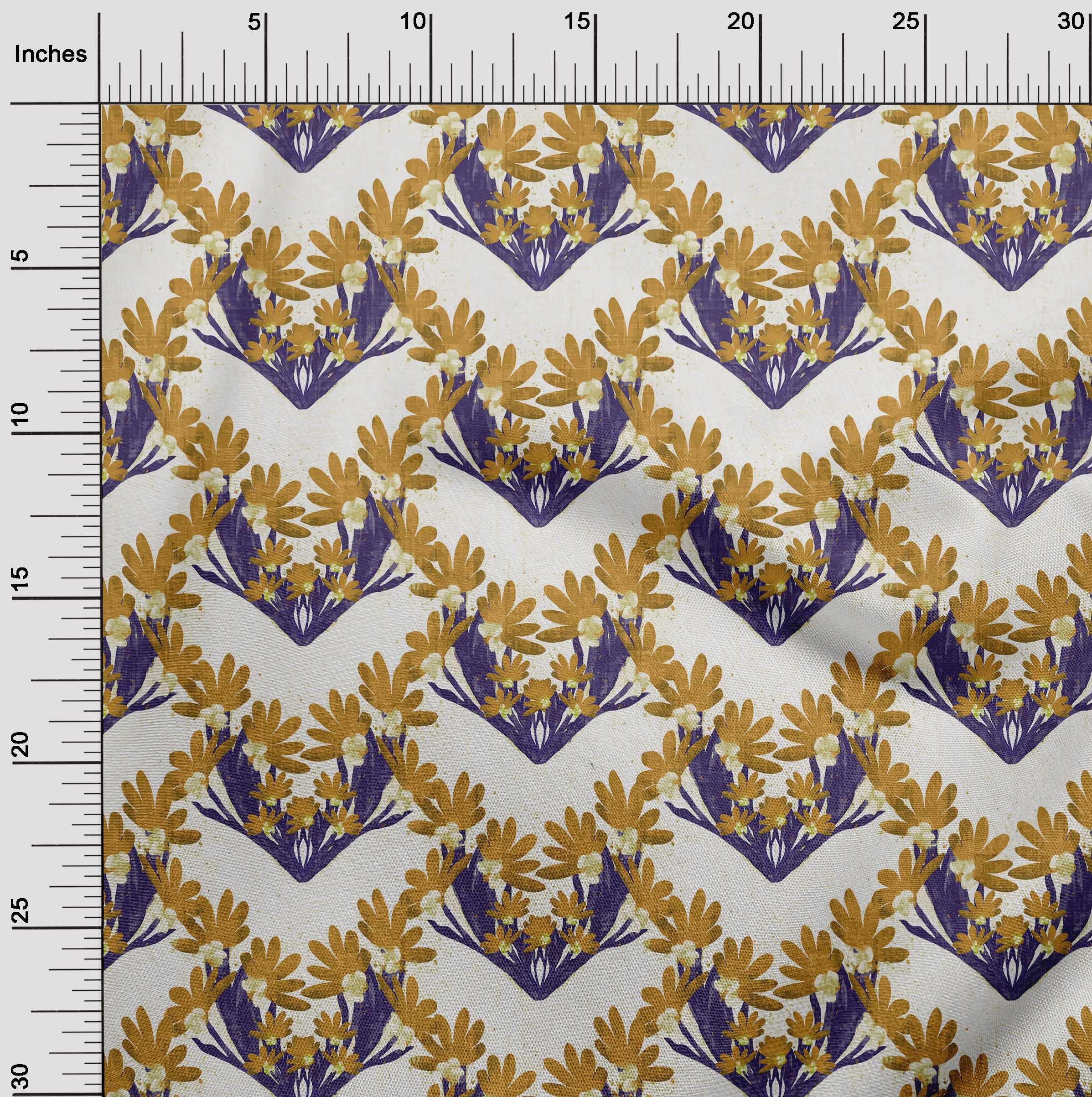 Premium Cotton Silk Gamboge Yellow Floral Printed Fabric by The Yard - 42 Inch Wide for DIY Clothing, Dresses, Scarves & Home Decor Sewing Projects