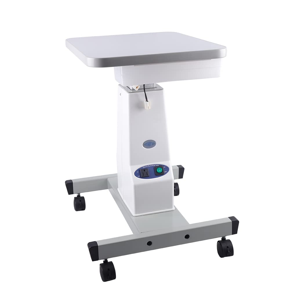 Motorized Optometry Instrument Table - Adjustable Height Professional Optical Eyeglass Equipment with Wheels (15.75